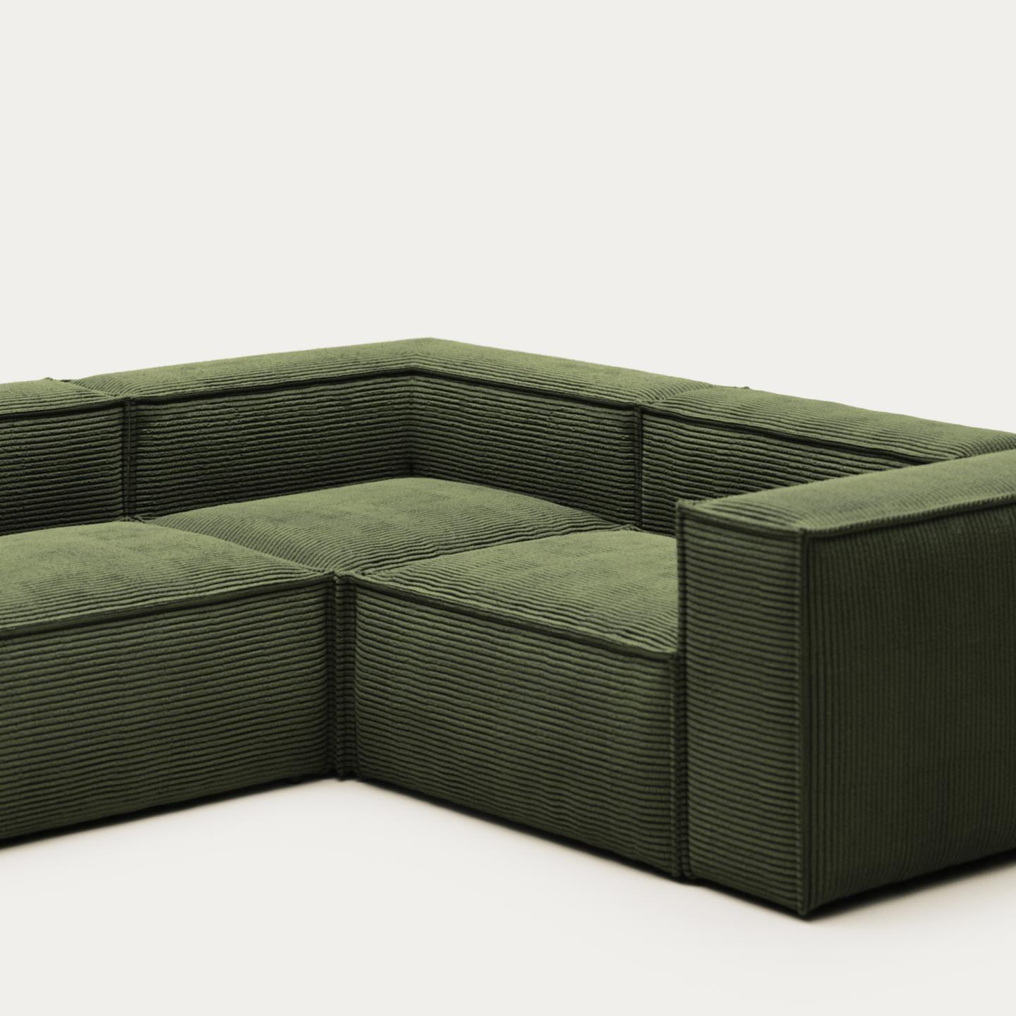 Narożnik modułowy 3-osobowy BLOK zielony sztruks La Forma Eye on Design