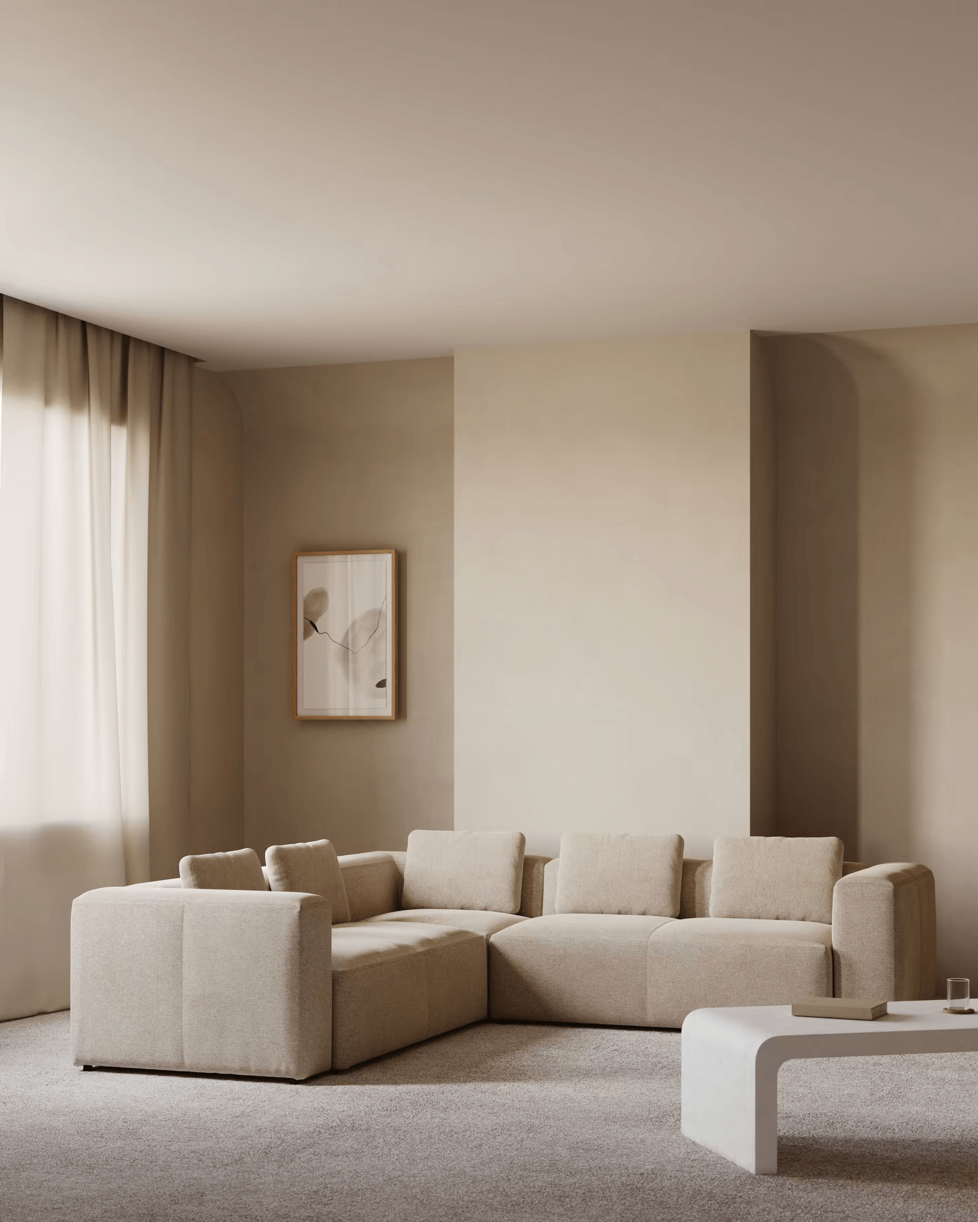 Narożnik modułowy 5-osobowy BLOK beżowy szenil – Kave Home