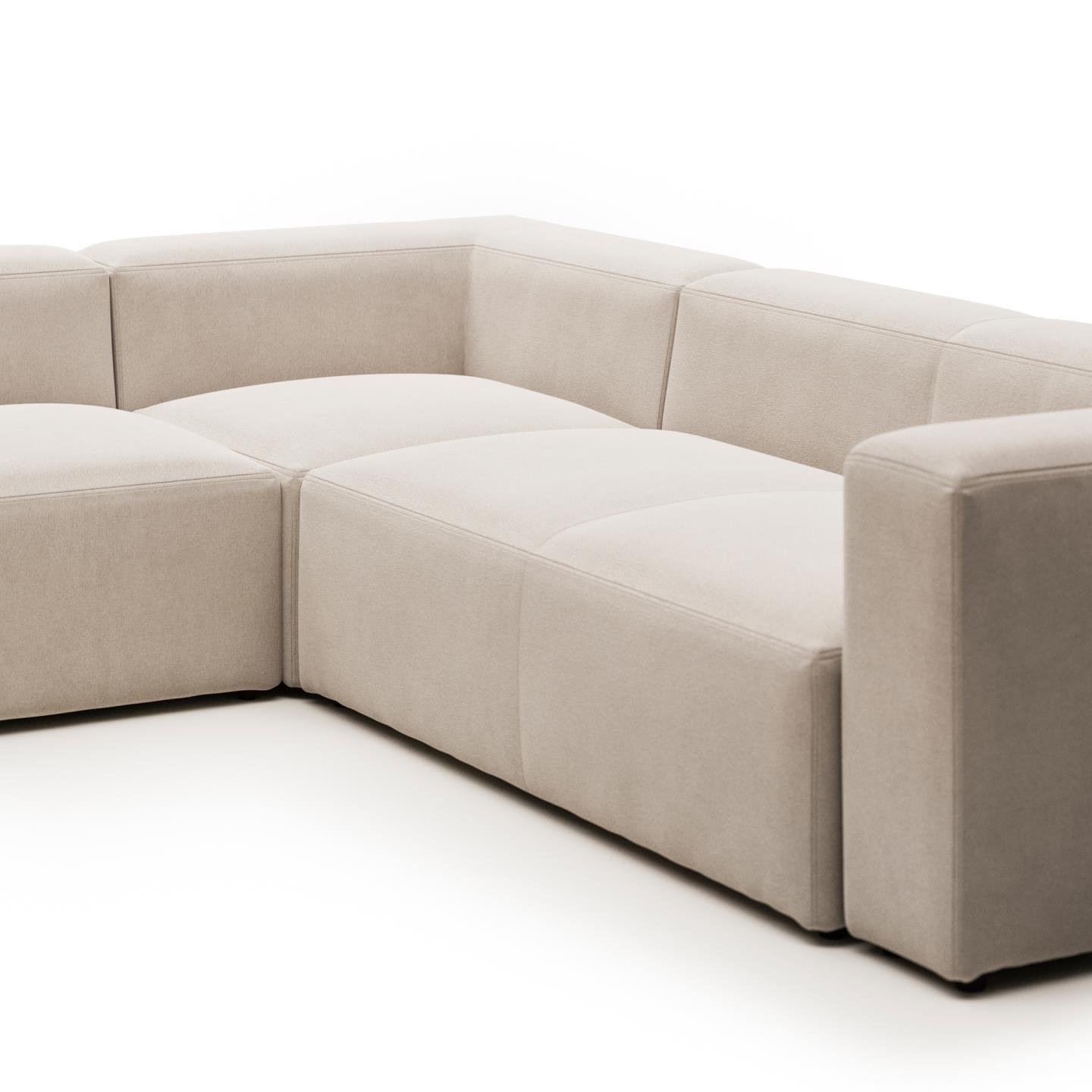 Narożnik modułowy 5-osobowy BLOK beżowy szenil – Kave Home