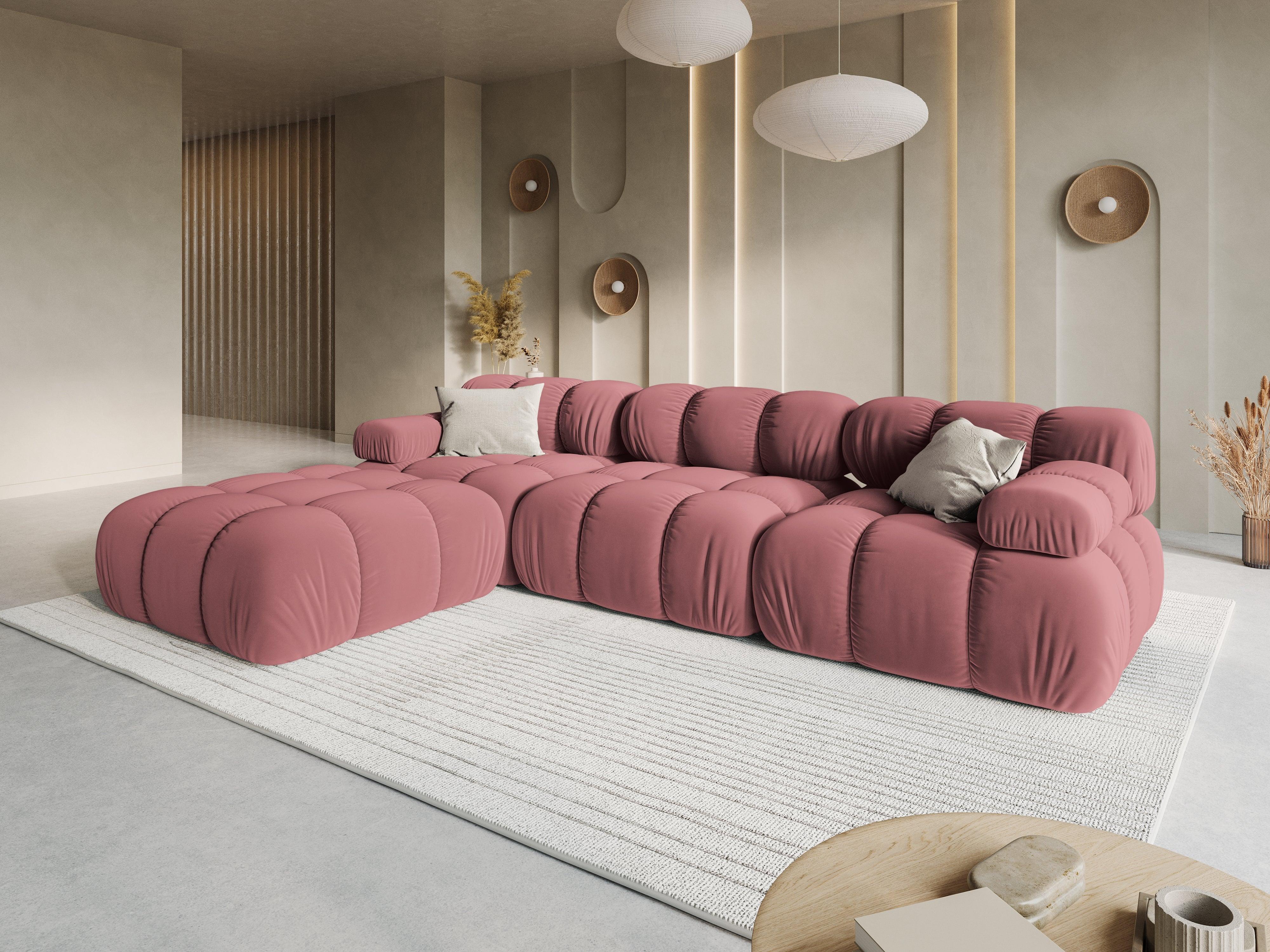 Narożnik modułowy aksamitny 4-osobowy TROPEA różowy Milo Casa Eye on Design