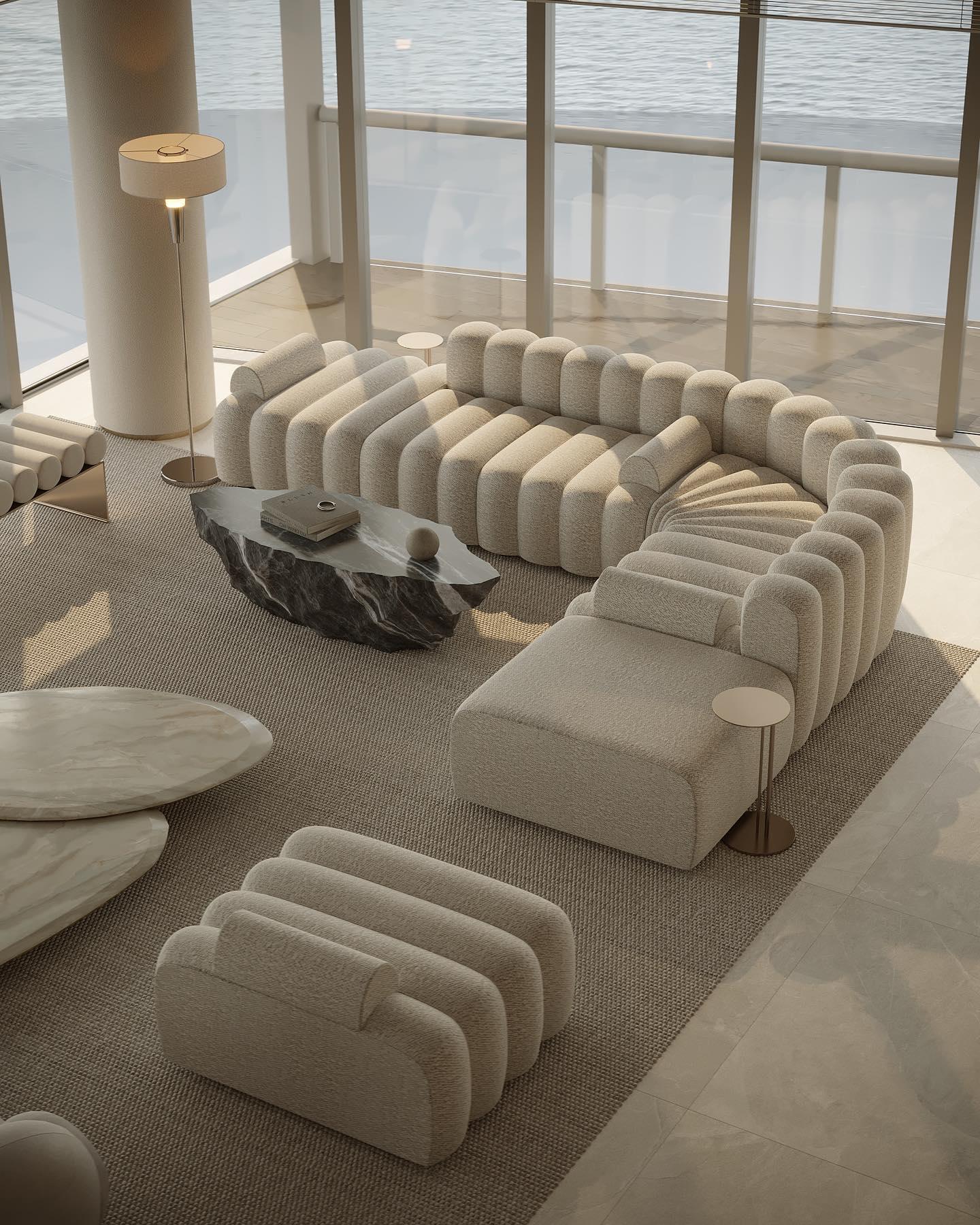 Narożnik modułowy STUDIO boucle kremowy NORR11 Eye on Design