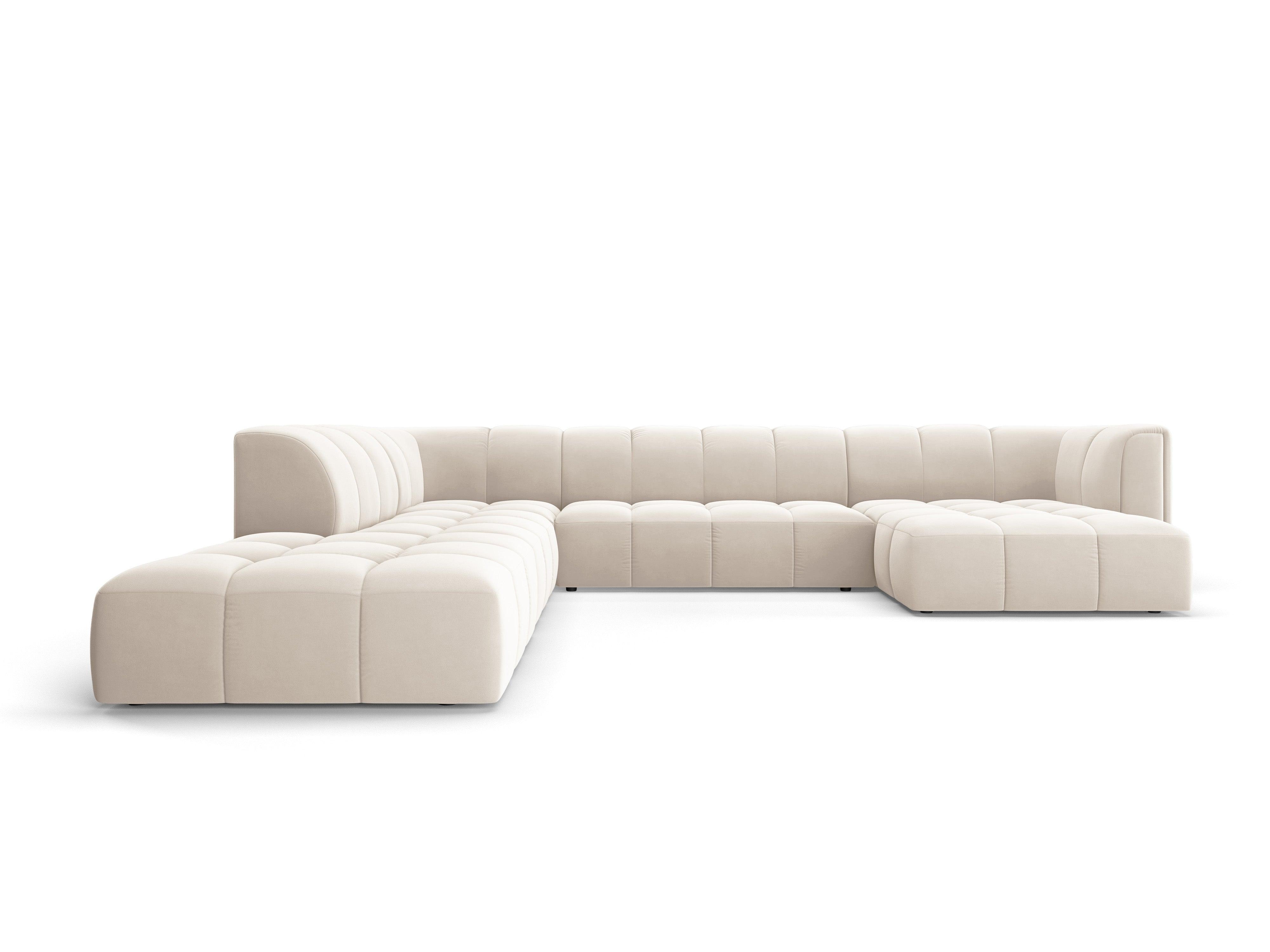 Narożnik panoramiczny aksamitny lewostronny FRANCESCA jasnobeżowy Milo Casa Eye on Design