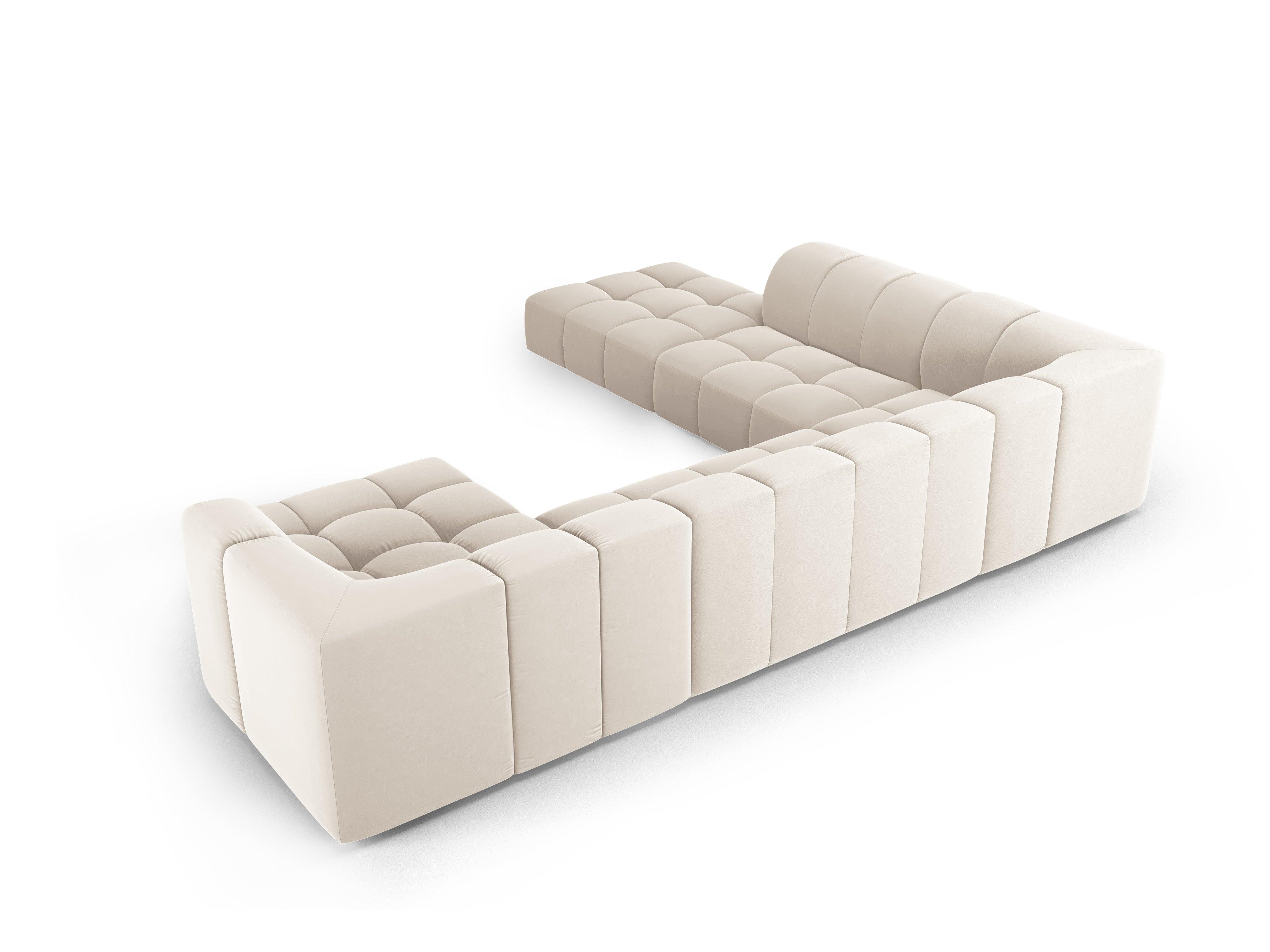 Narożnik panoramiczny aksamitny lewostronny FRANCESCA jasnobeżowy Milo Casa Eye on Design