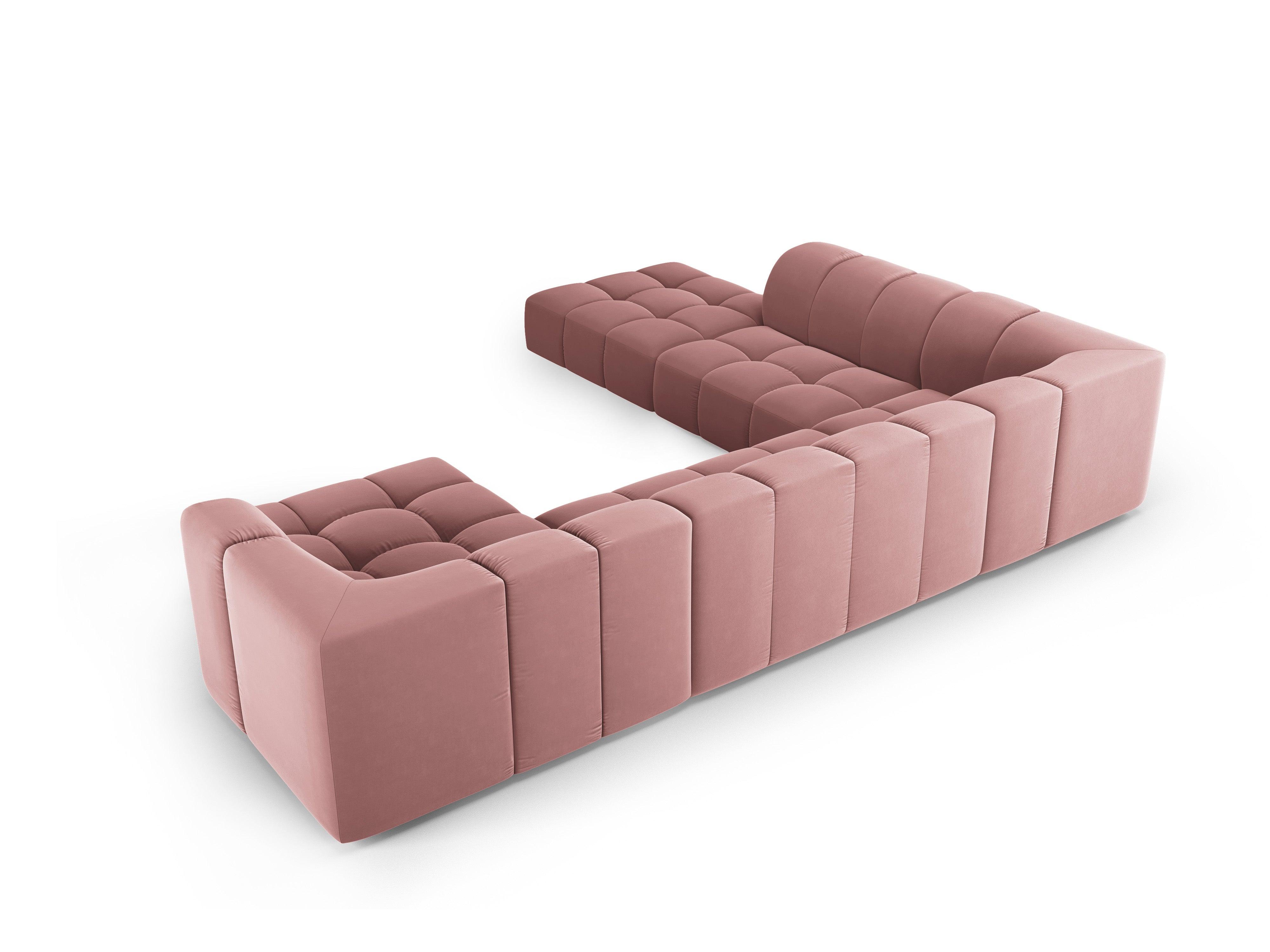 Narożnik panoramiczny aksamitny lewostronny FRANCESCA różowy Milo Casa Eye on Design