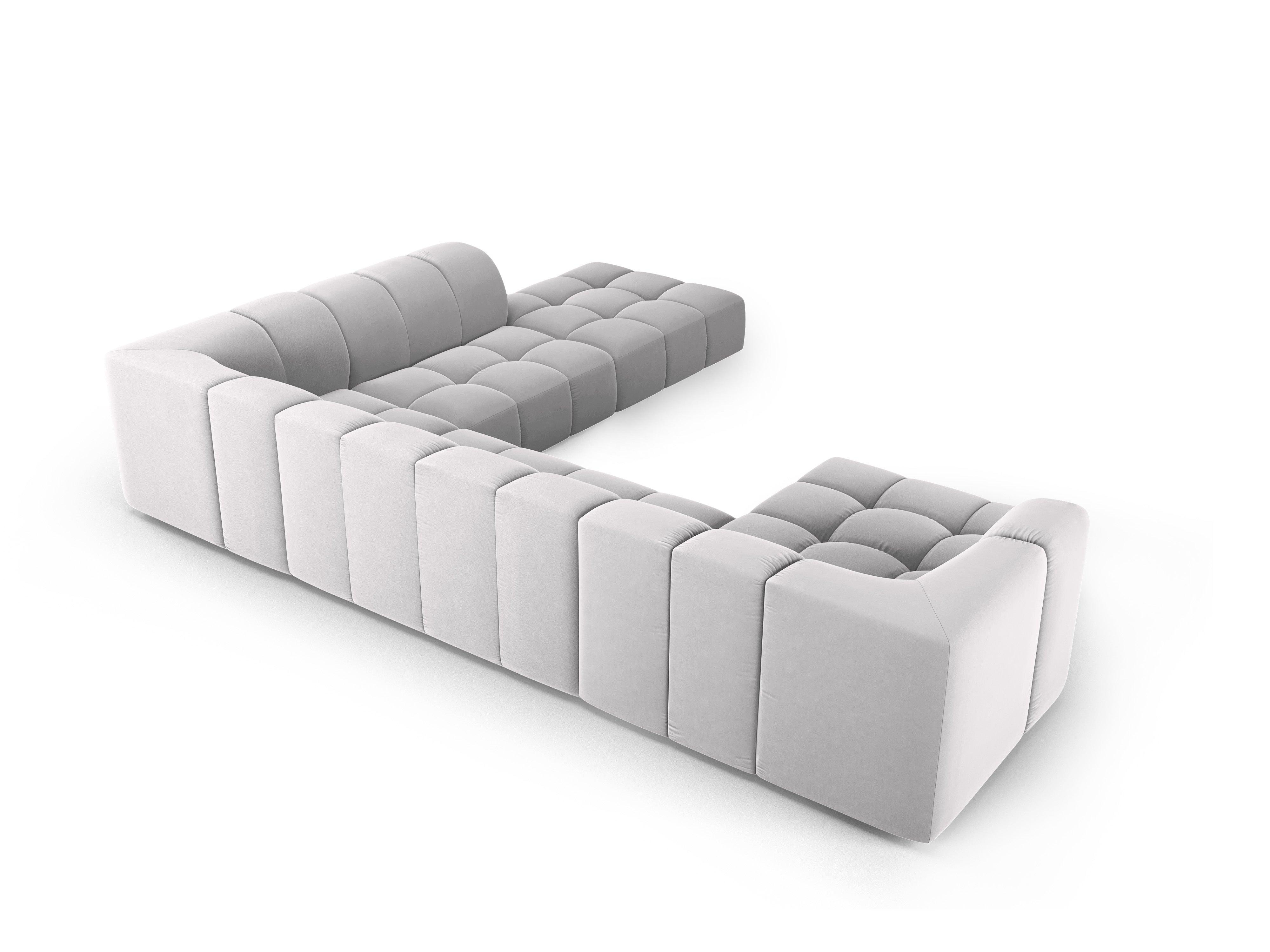 Narożnik panoramiczny aksamitny prawostronny FRANCESCA srebrny Milo Casa Eye on Design