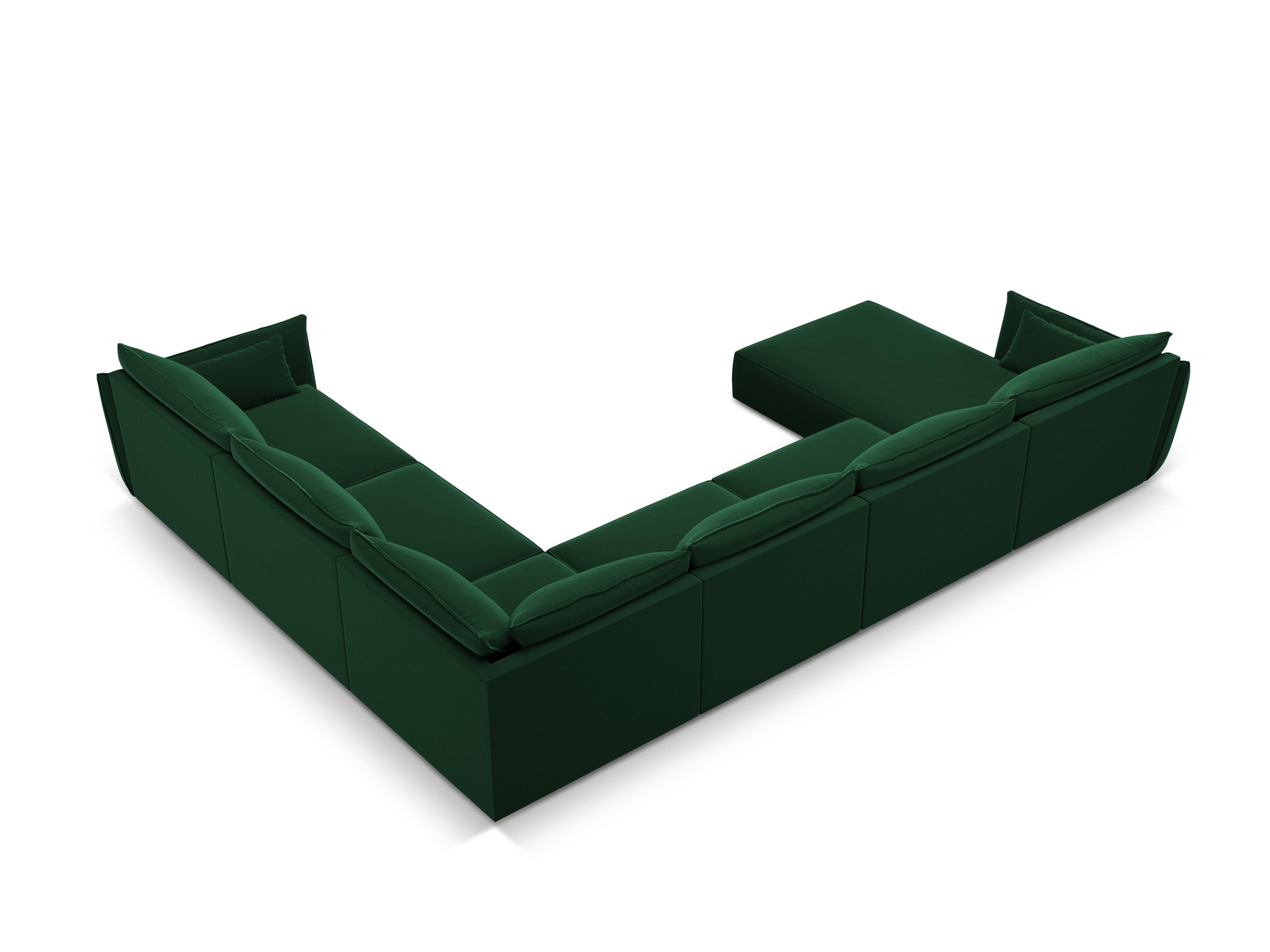 Narożnik panoramiczny aksamitny prawostronny VANDA butelkowa zieleń Mazzini Sofas Eye on Design