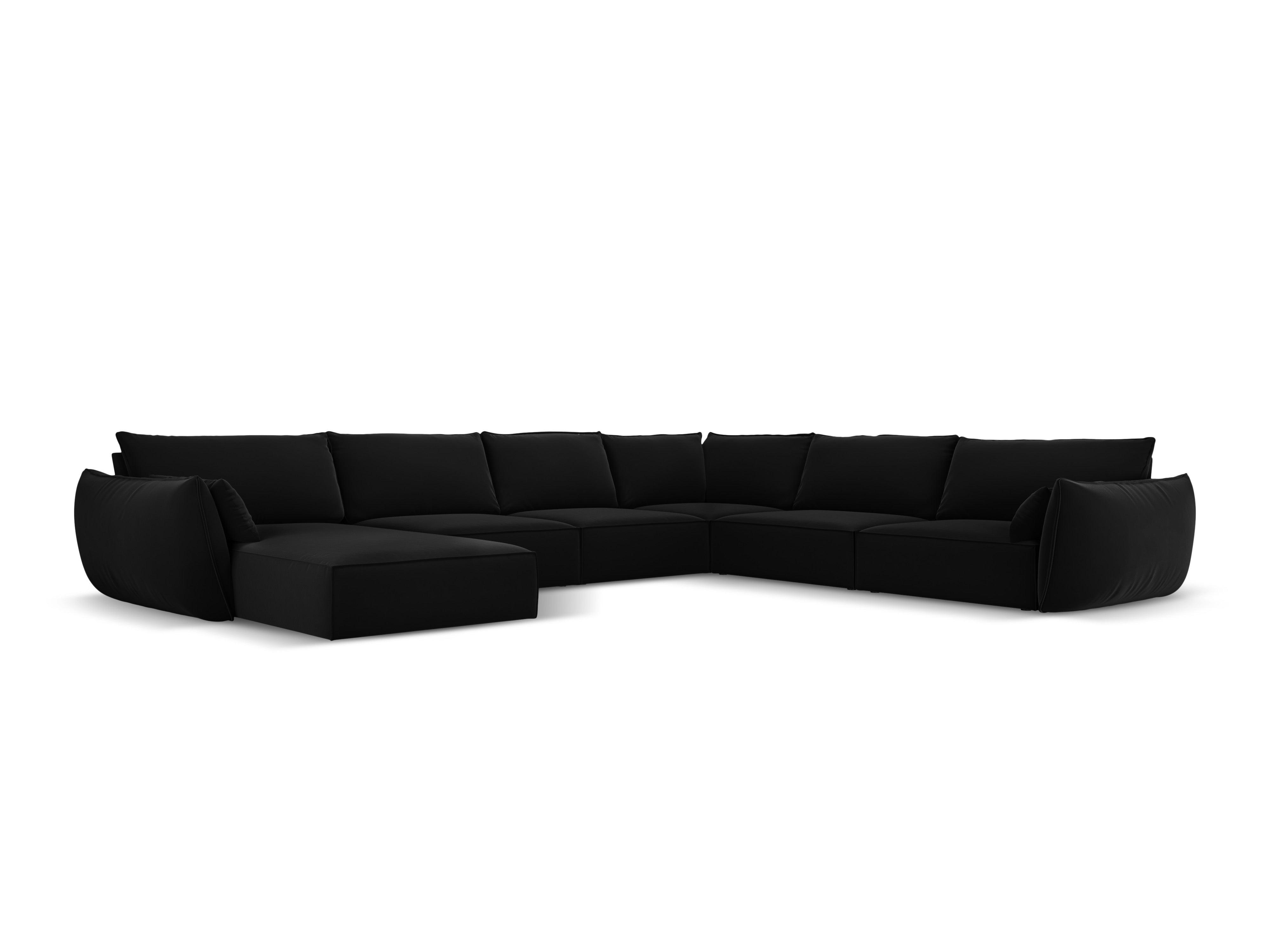Narożnik panoramiczny aksamitny prawostronny VANDA czarny Mazzini Sofas Eye on Design