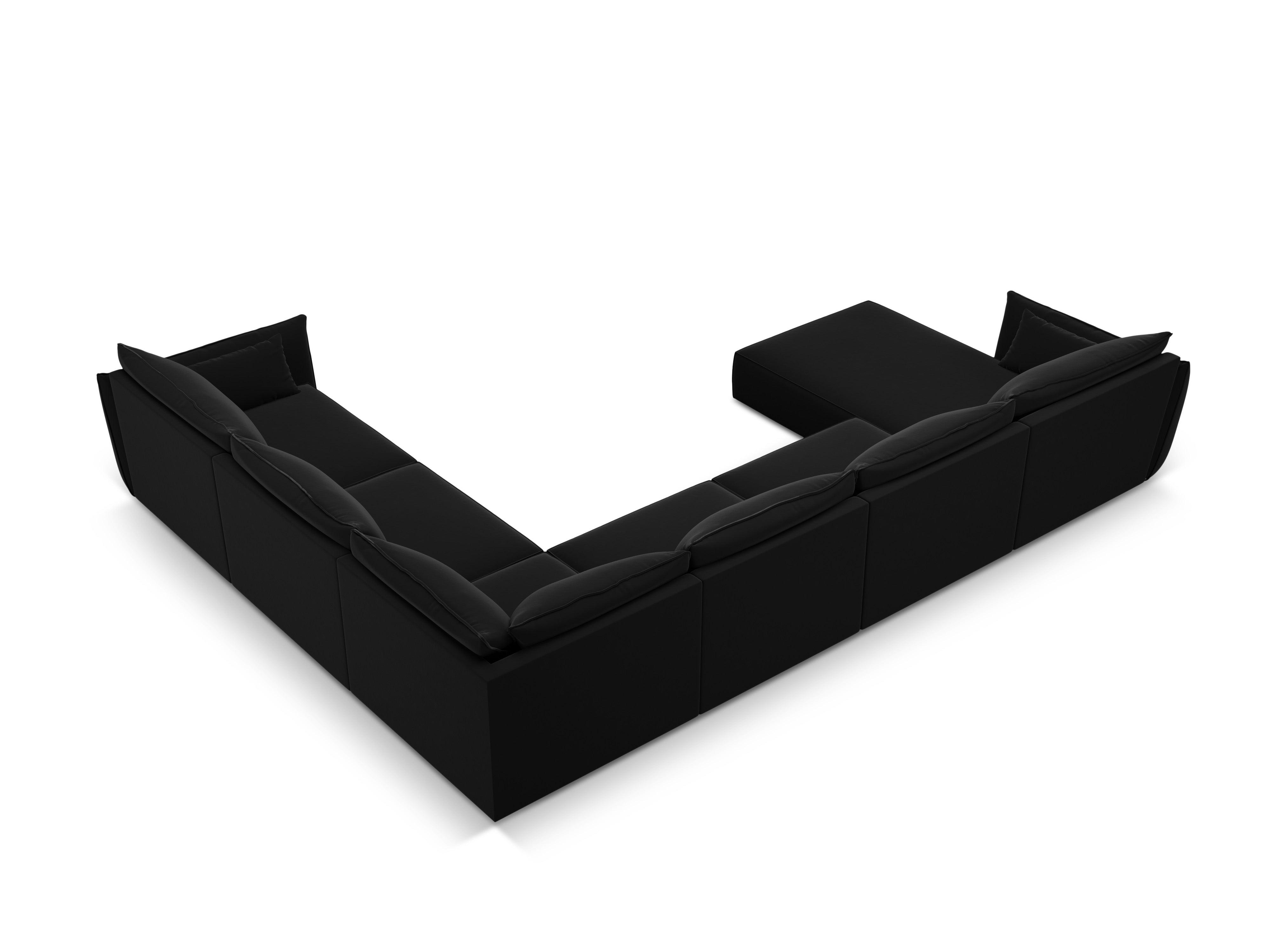 Narożnik panoramiczny aksamitny prawostronny VANDA czarny Mazzini Sofas Eye on Design