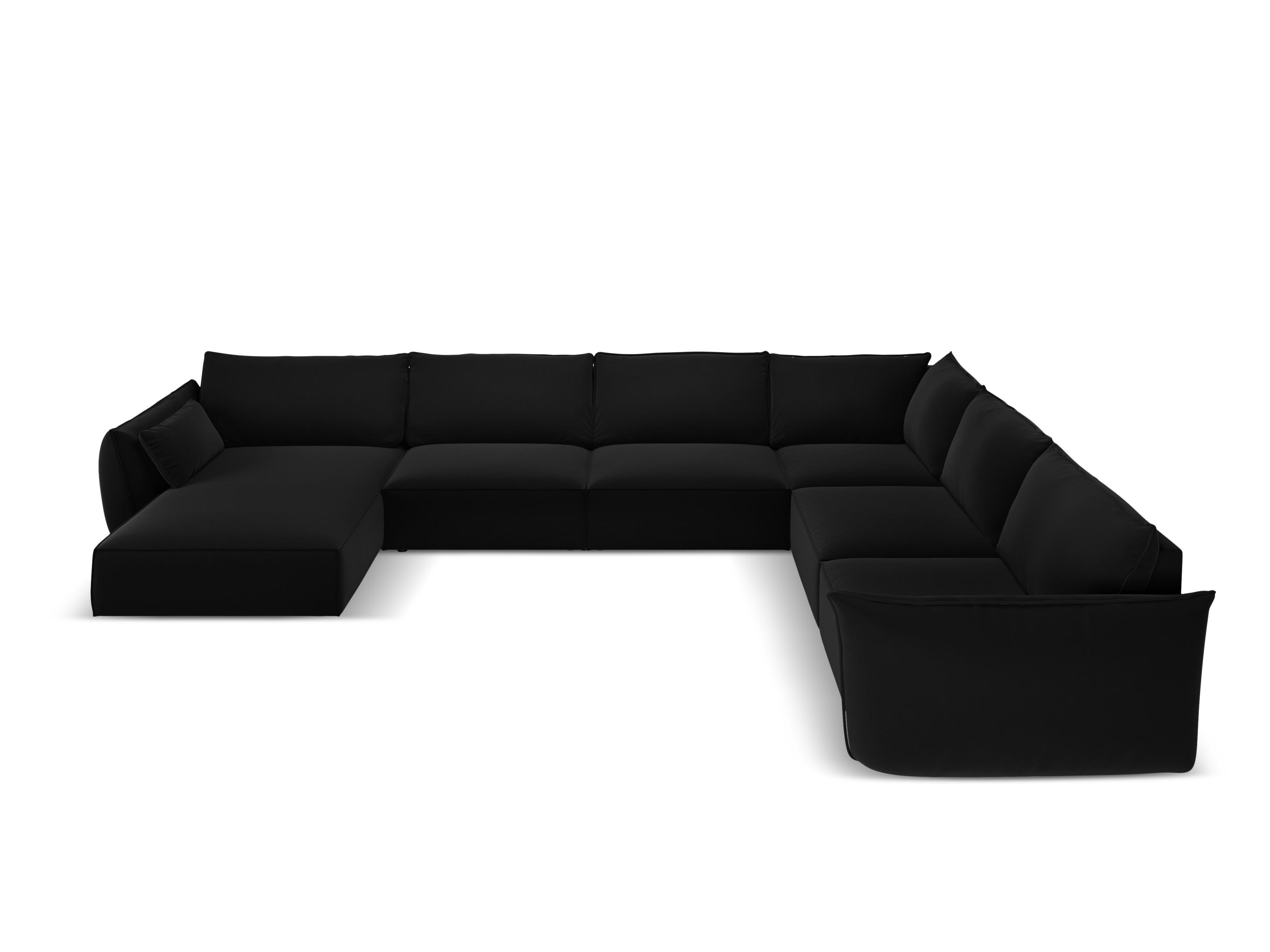 Narożnik panoramiczny aksamitny prawostronny VANDA czarny Mazzini Sofas Eye on Design