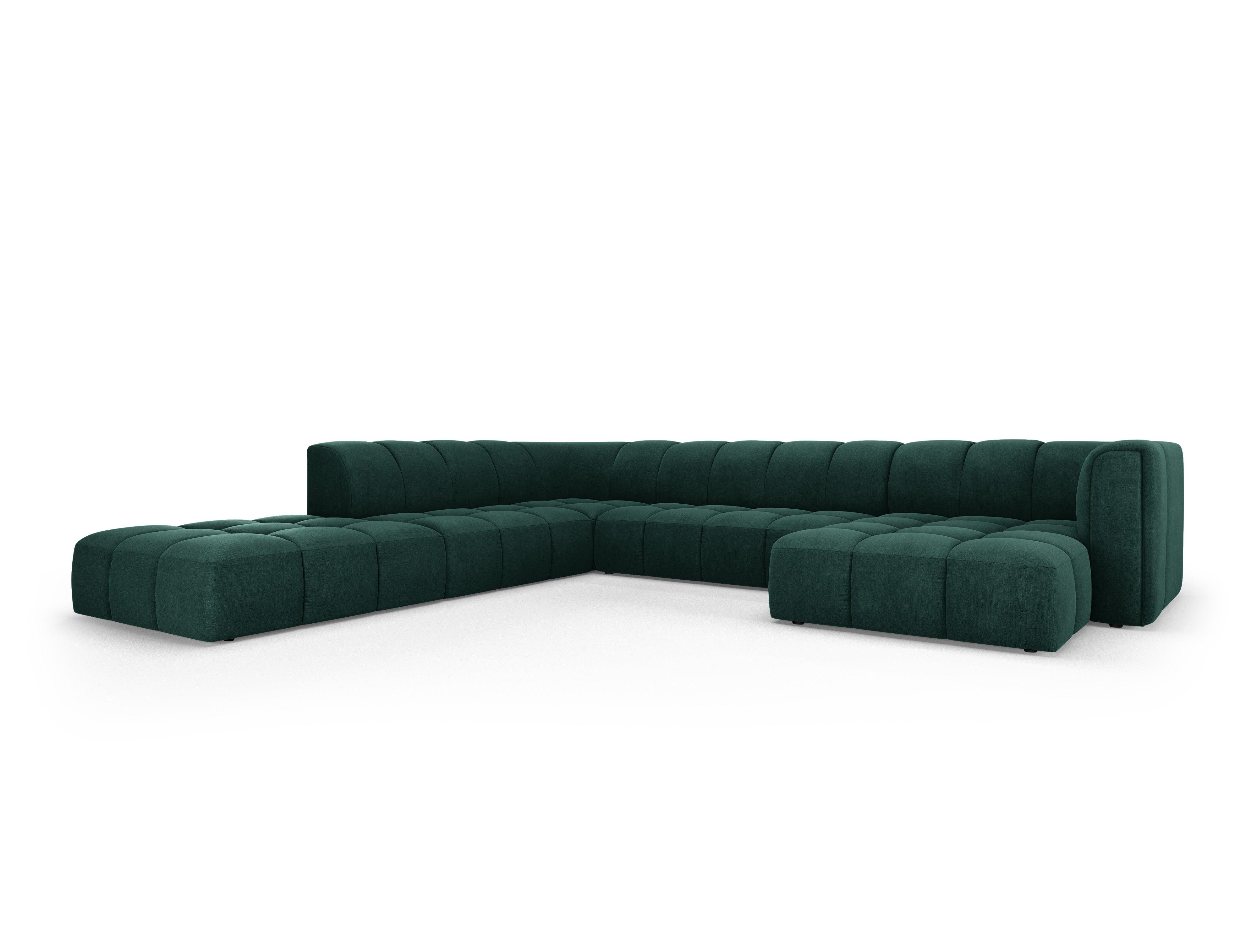 Narożnik panoramiczny lewostronny FRANCESCA butelkowa zieleń szenil Milo Casa Eye on Design