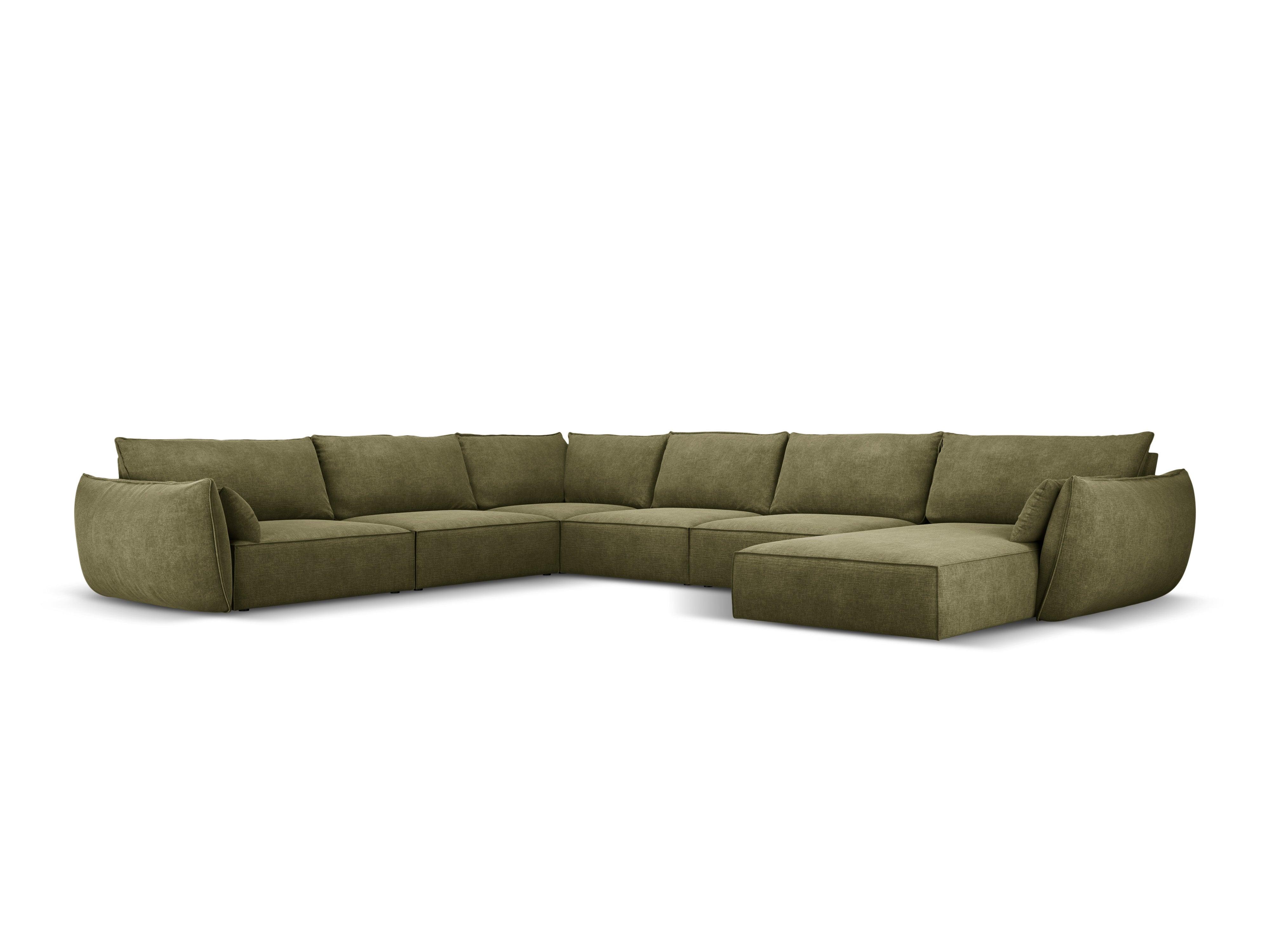 Narożnik panoramiczny w tkaninie szenilowej lewostronny VANDA zielony Mazzini Sofas Eye on Design