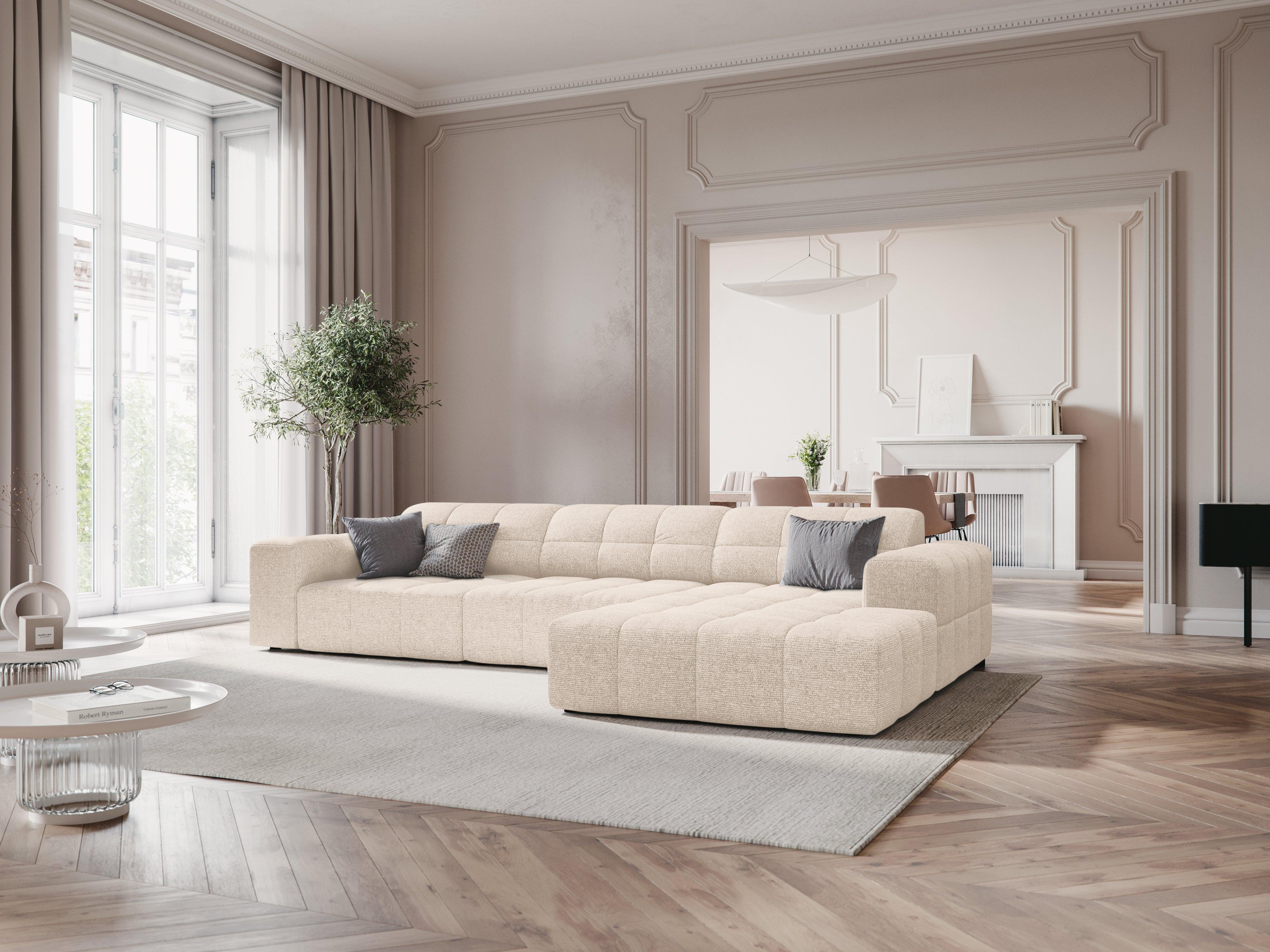 Narożnik prawostronny 4-osobowy CHICAGO jasnobeżowy szenil – Cosmopolitan Design