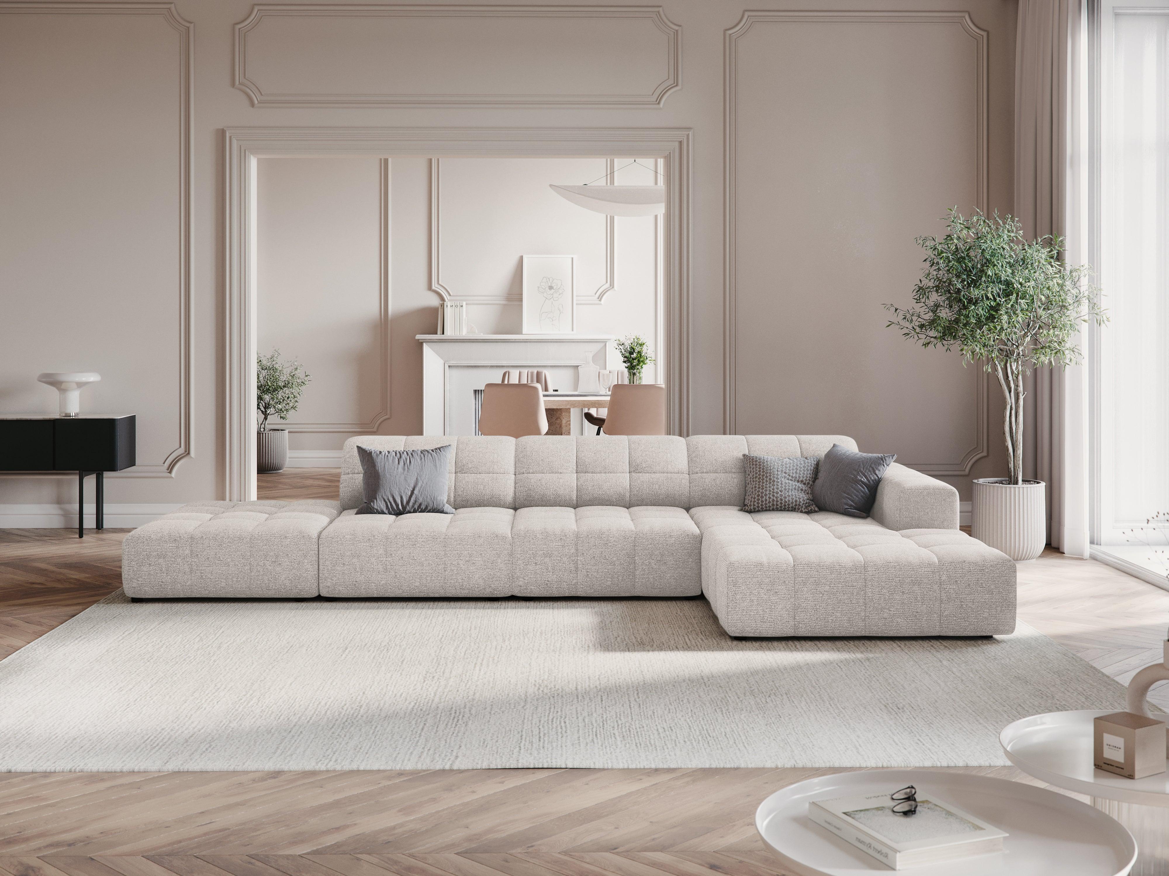 Narożnik prawostronny 5-osobowy CHICAGO jasnoszary szenil Cosmopolitan Design Eye on Design