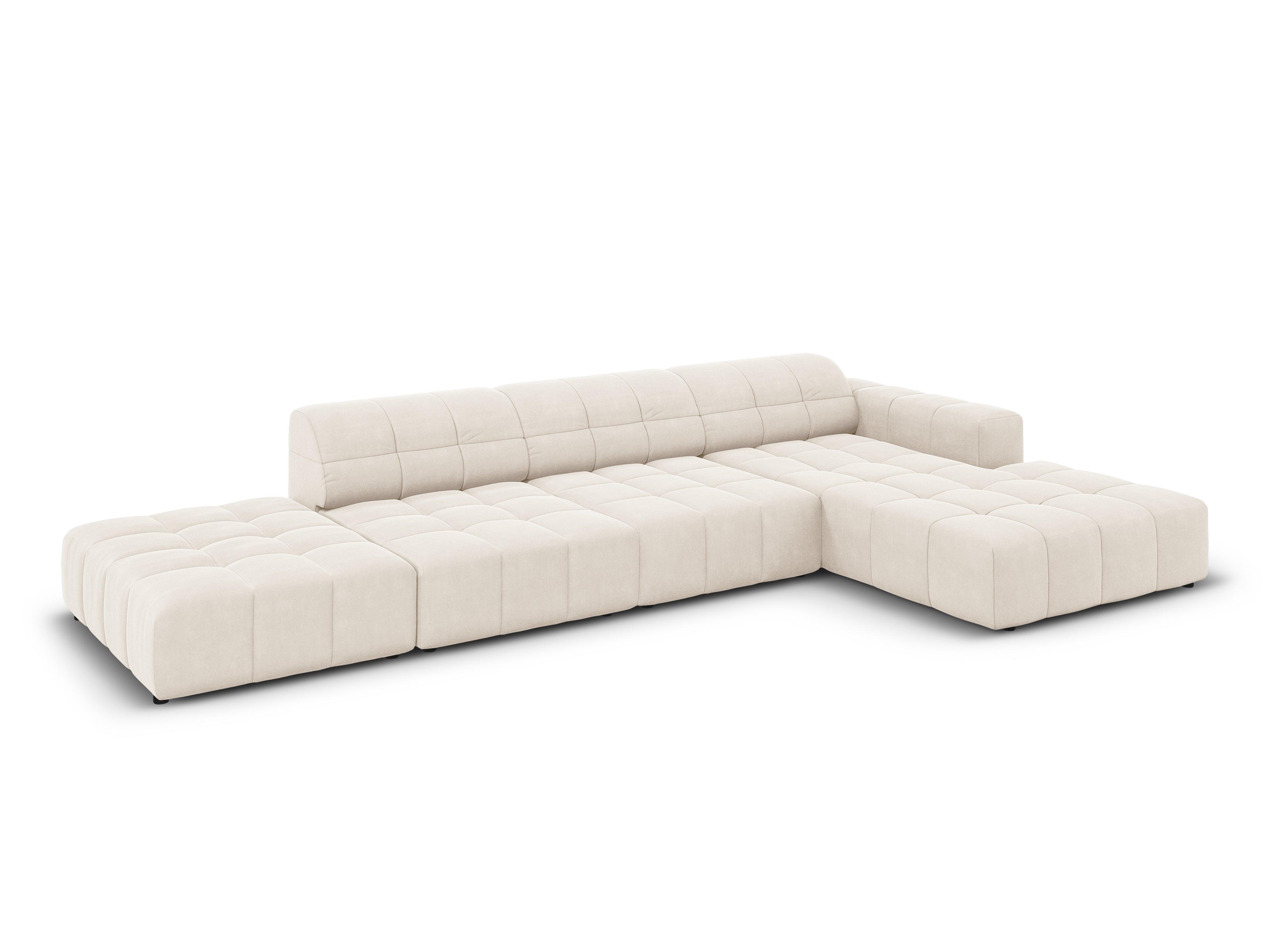 Narożnik prawostronny aksamitny 5-osobowy CHICAGO jasnobeżowy Cosmopolitan Design Eye on Design