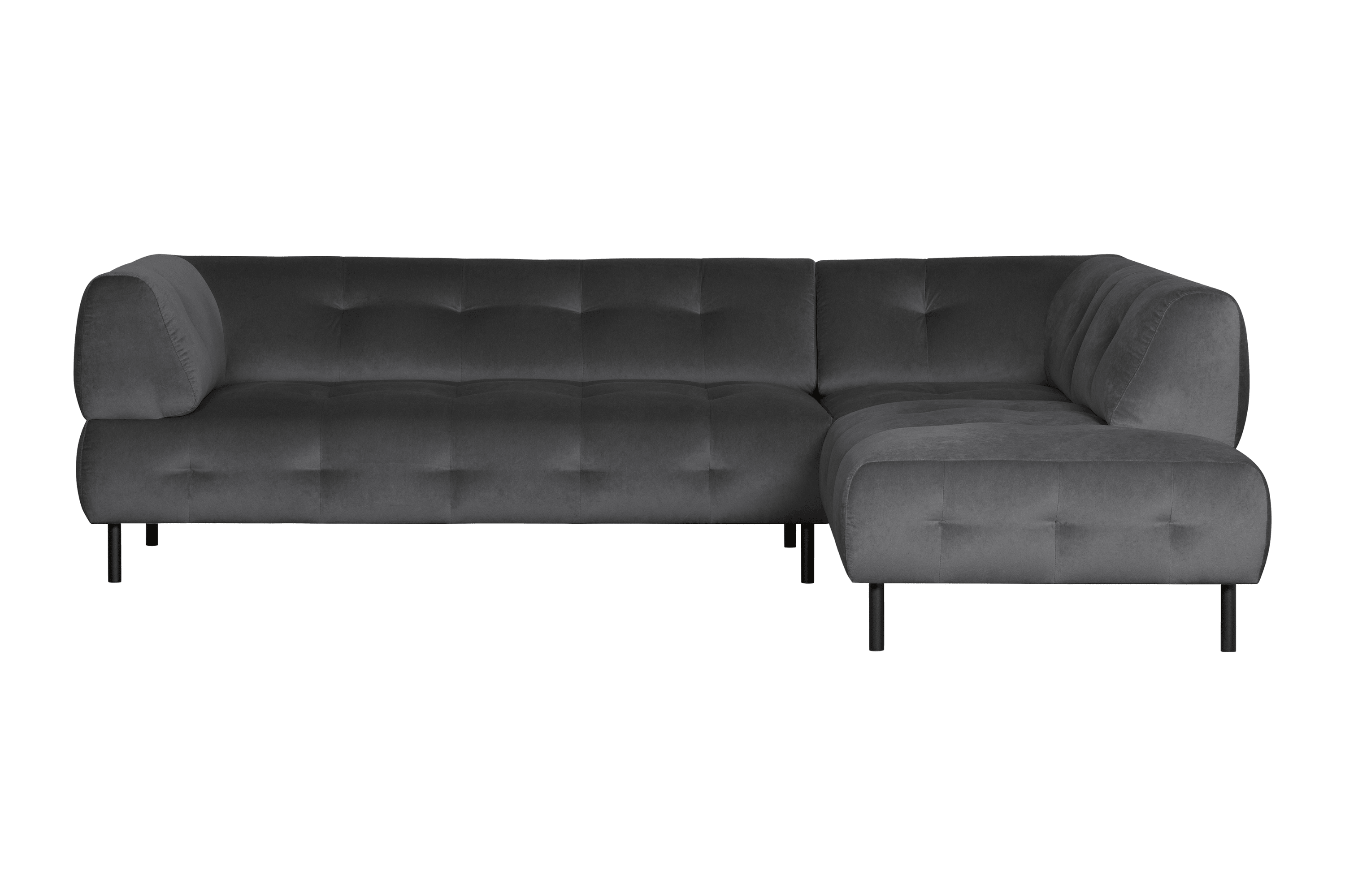 Narożnik prawostronny aksamitny LLOYD ciemnoszary Woood Exclusive Eye on Design