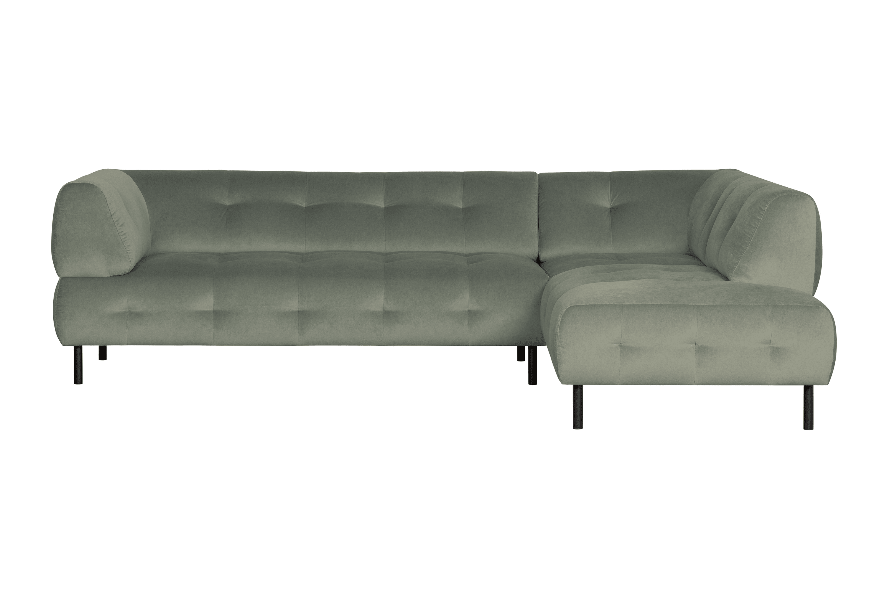 Narożnik prawostronny aksamitny LLOYD jasnozielony Woood Exclusive Eye on Design