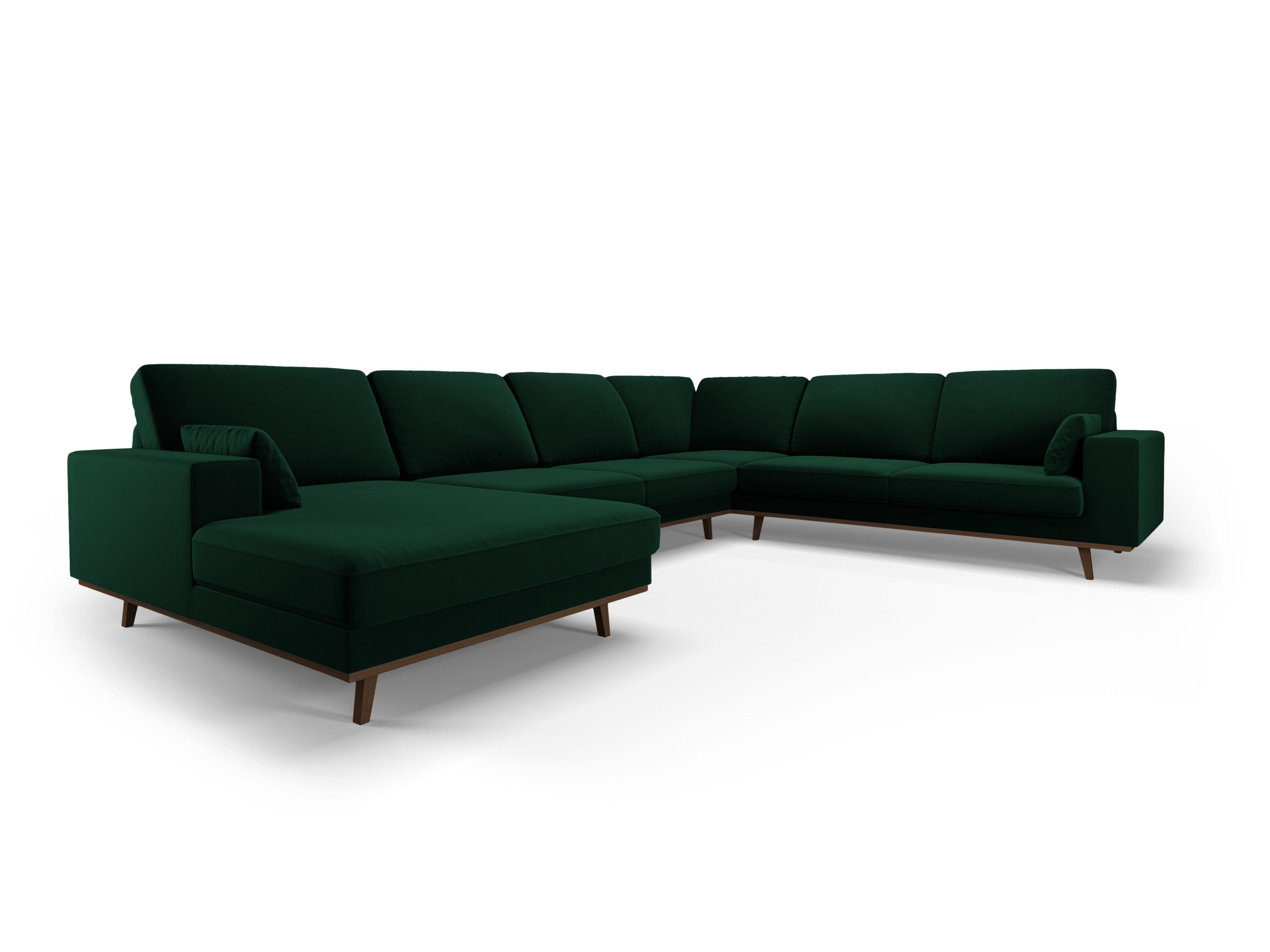 Narożnik prawostronny aksamitny panoramiczny HEBE butelkowa zieleń Mazzini Sofas Eye on Design