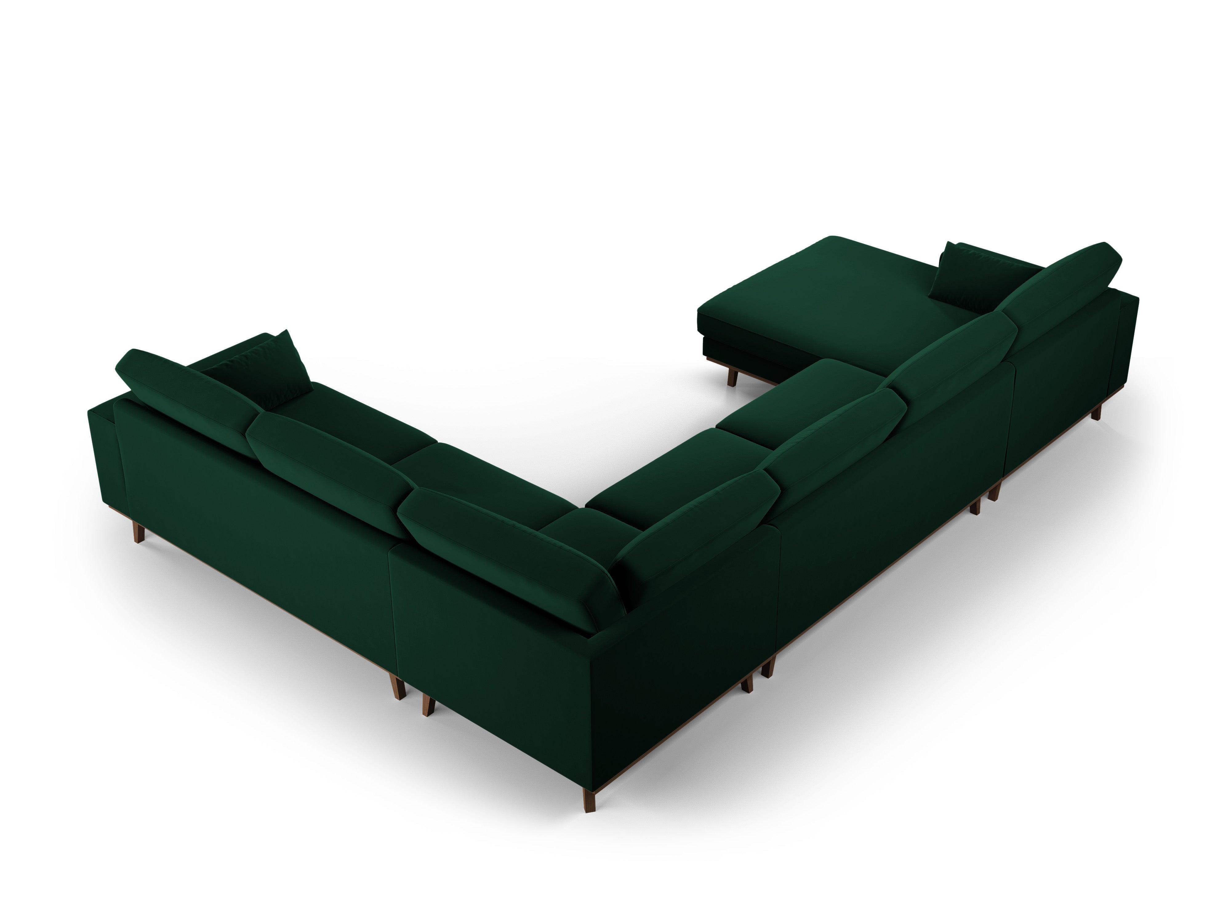 Narożnik prawostronny aksamitny panoramiczny HEBE butelkowa zieleń Mazzini Sofas Eye on Design