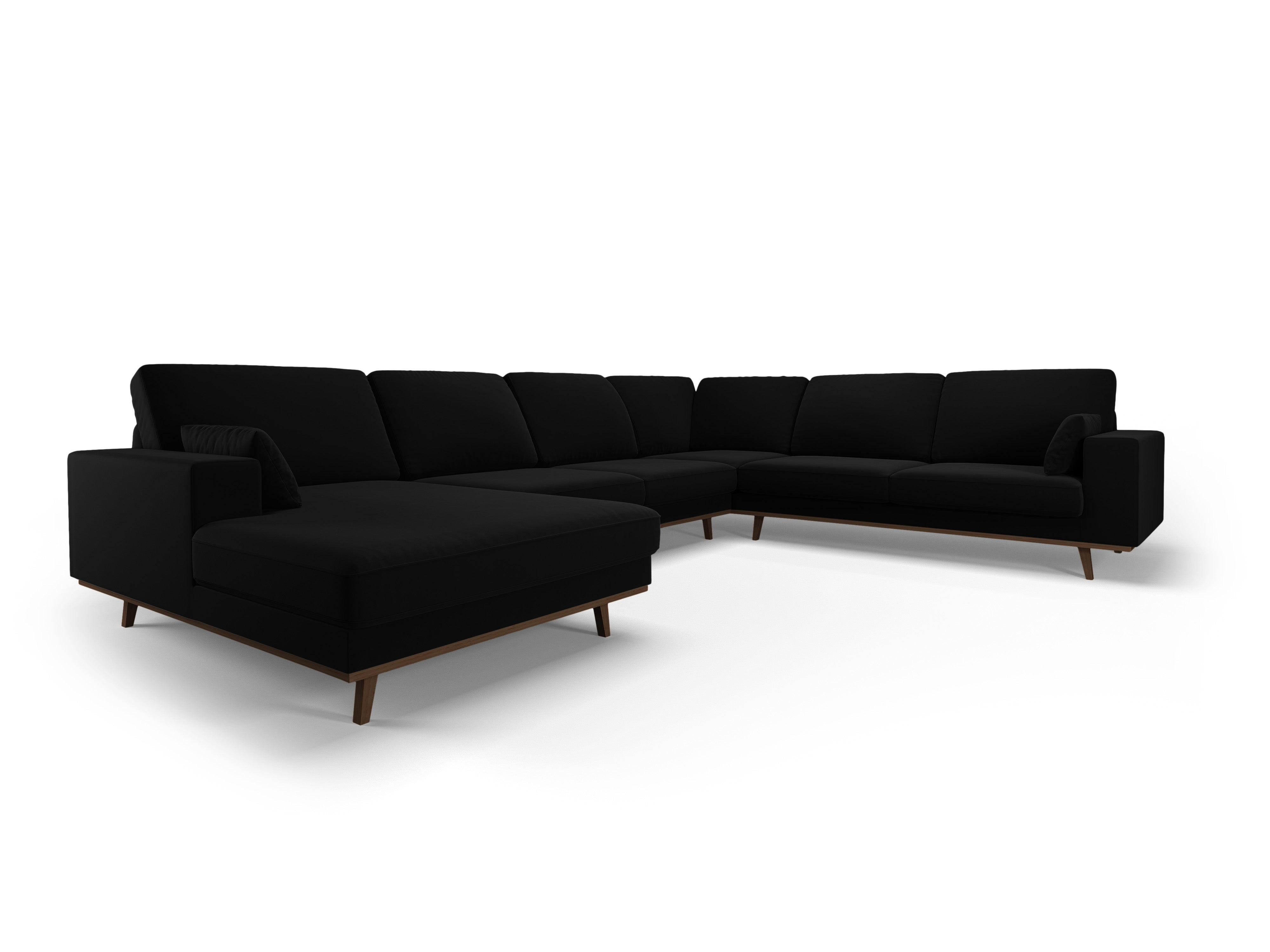 Narożnik prawostronny aksamitny panoramiczny HEBE czarny Mazzini Sofas Eye on Design