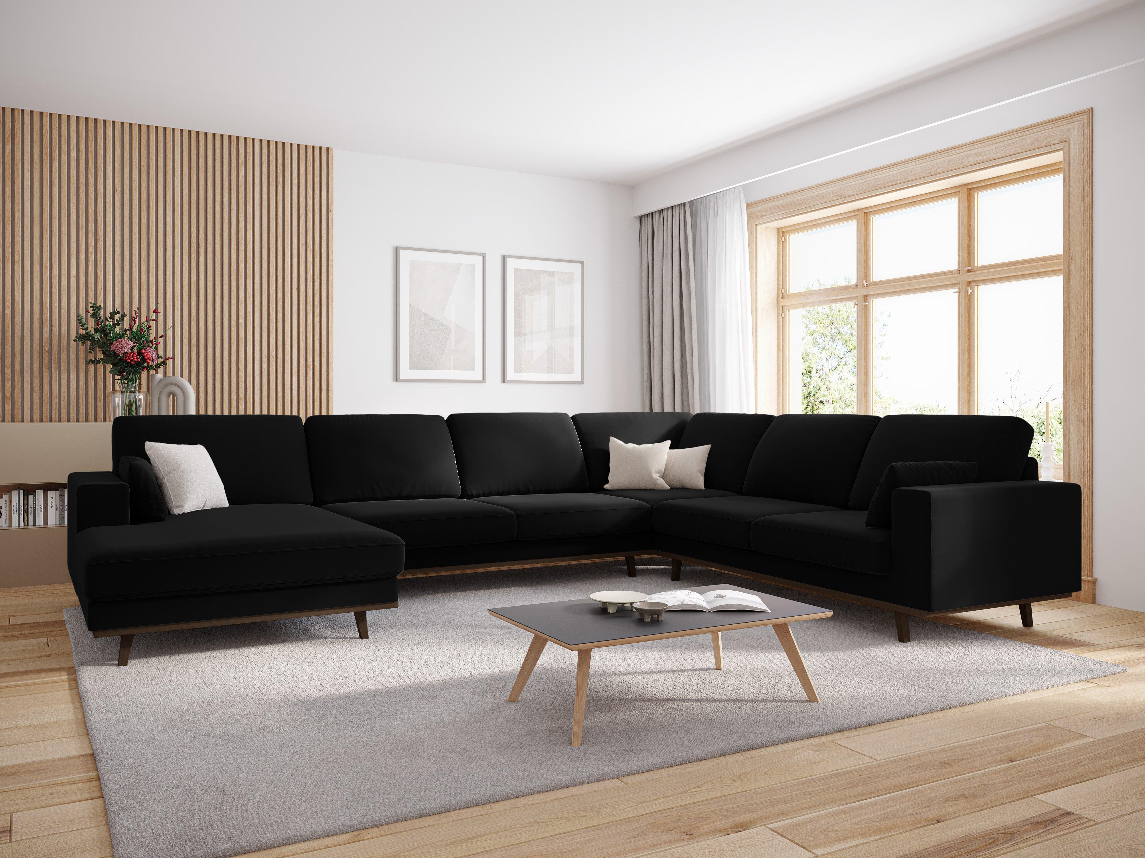 Narożnik prawostronny aksamitny panoramiczny HEBE czarny Mazzini Sofas Eye on Design