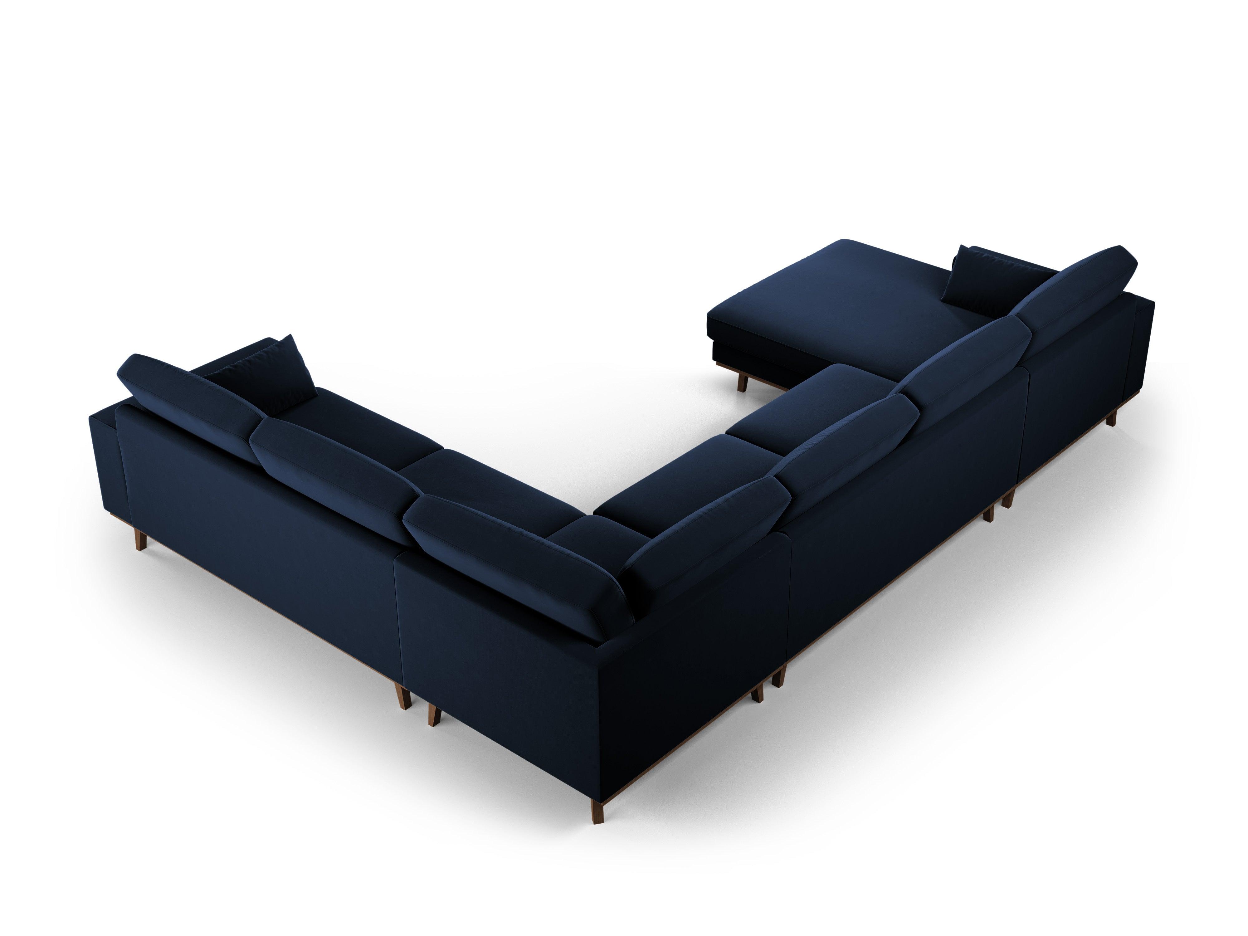 Narożnik prawostronny aksamitny panoramiczny HEBE granat królewski Mazzini Sofas Eye on Design