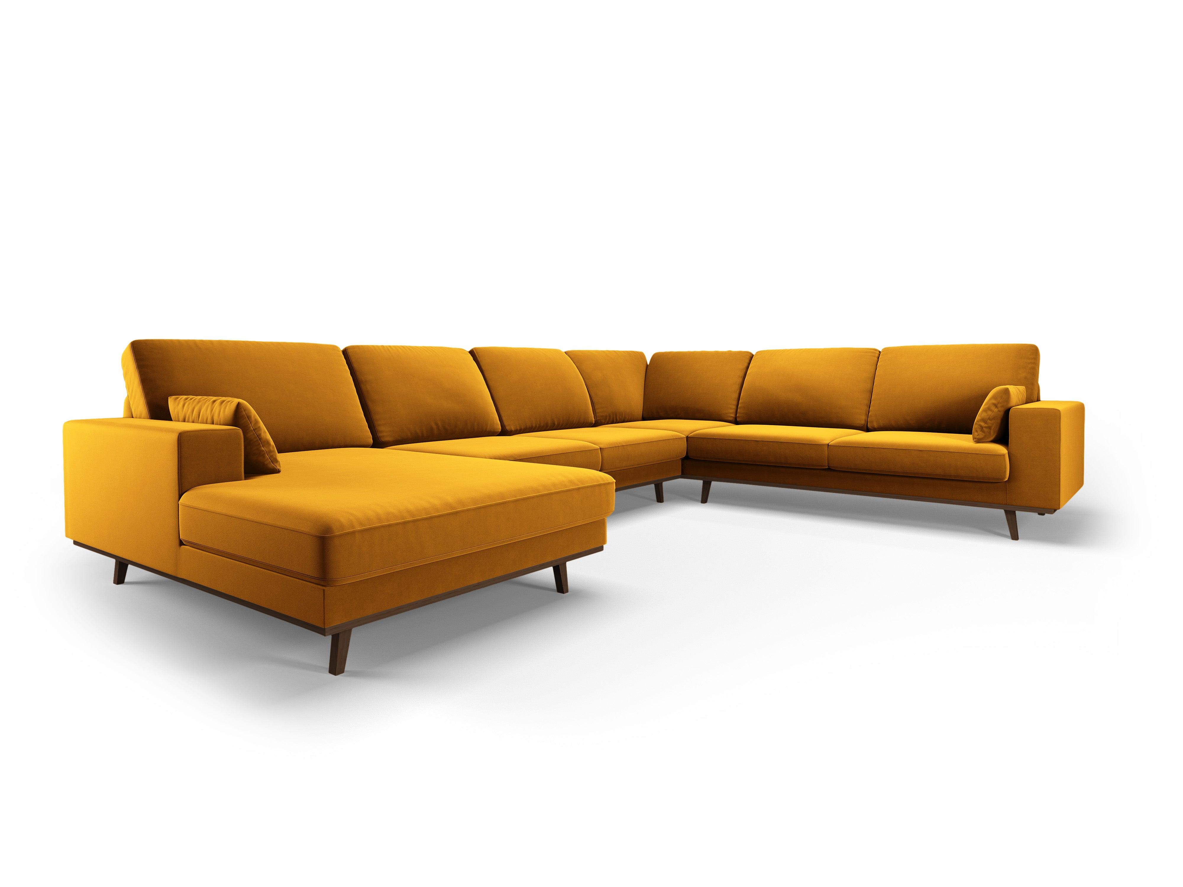 Narożnik prawostronny aksamitny panoramiczny HEBE żółty Mazzini Sofas Eye on Design