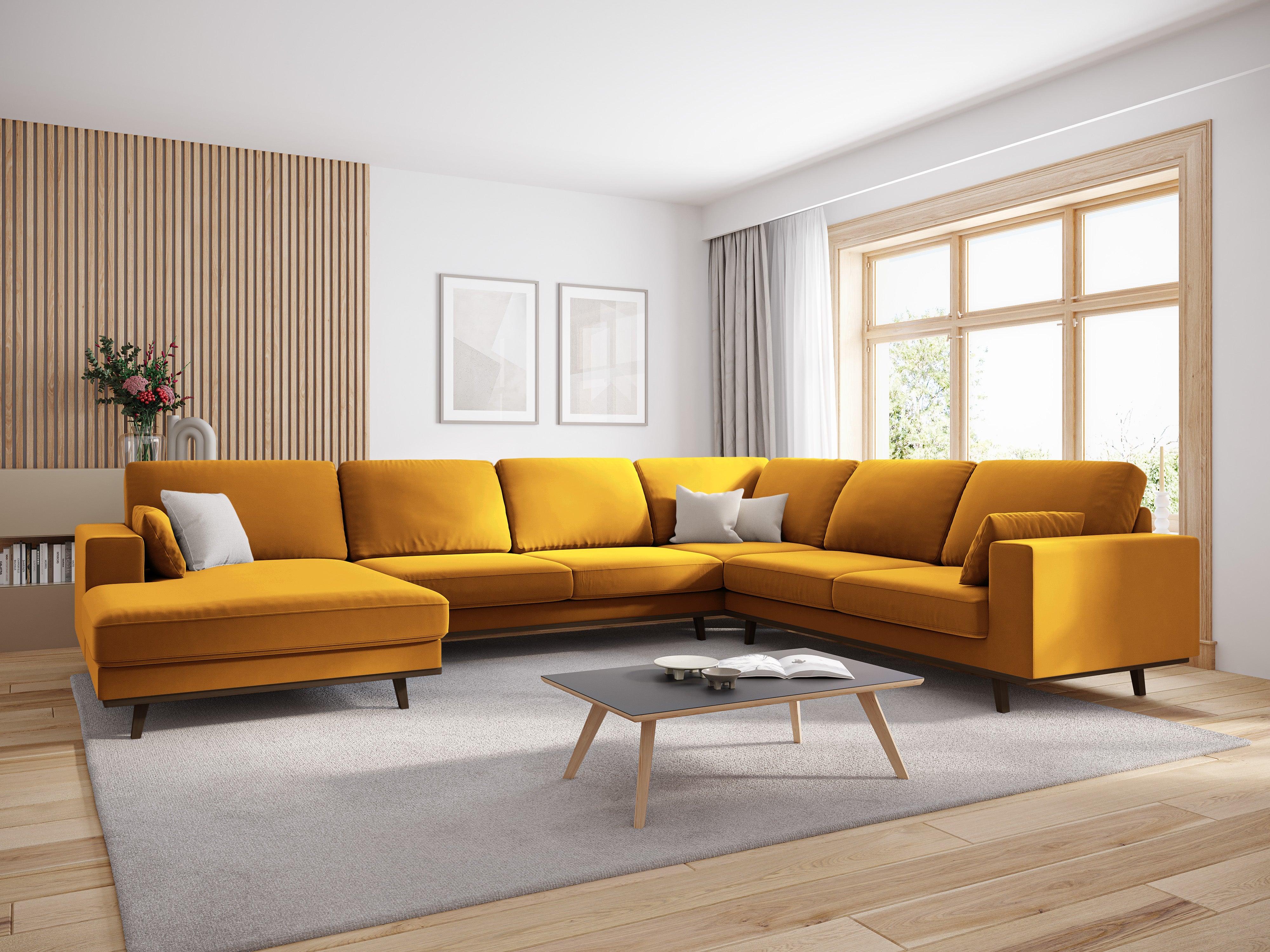 Narożnik prawostronny aksamitny panoramiczny HEBE żółty Mazzini Sofas Eye on Design