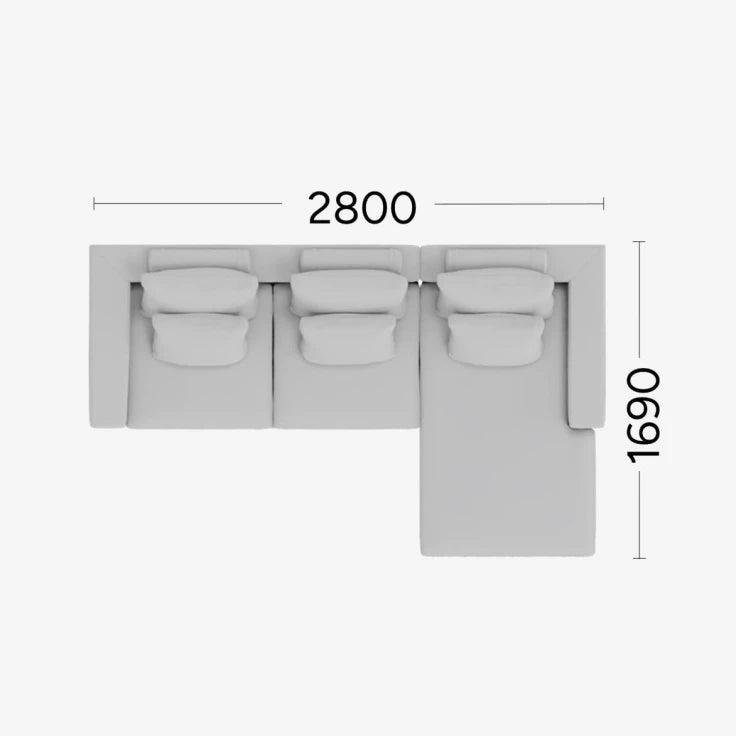 Narożnik prawostronny NOLA Rosanero 280x169 cm Grupa 0 Eye on Design