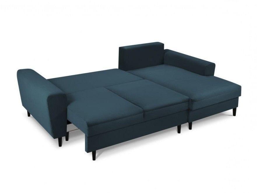 Narożnik prawostronny sztruksowy z funkcją spania KYOTO ciemnoniebieski Cosmopolitan Design Eye on Design