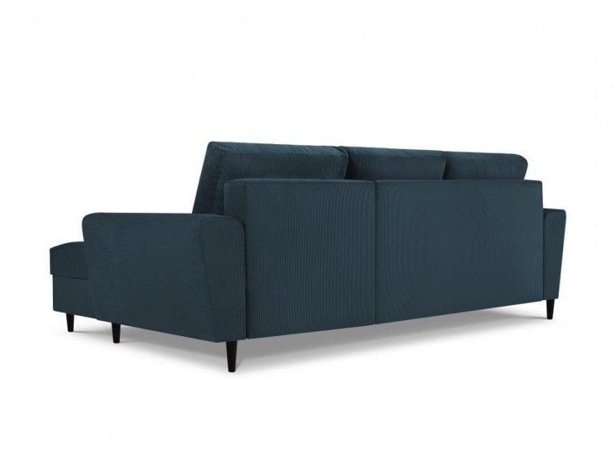 Narożnik prawostronny sztruksowy z funkcją spania KYOTO ciemnoniebieski Cosmopolitan Design Eye on Design