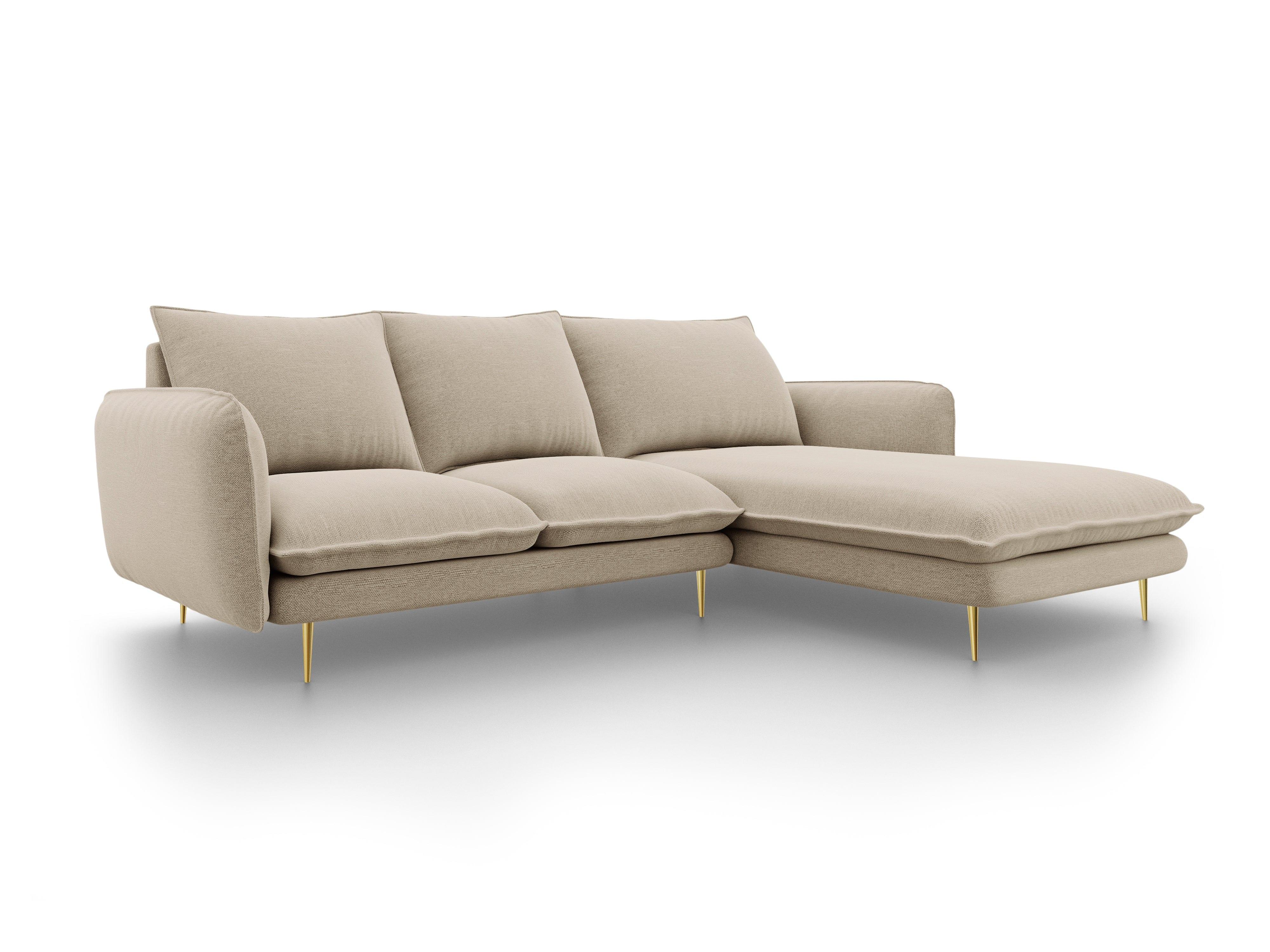 Narożnik prawostronny VIENNA beżowy ze złotą podstawą Cosmopolitan Design Eye on Design