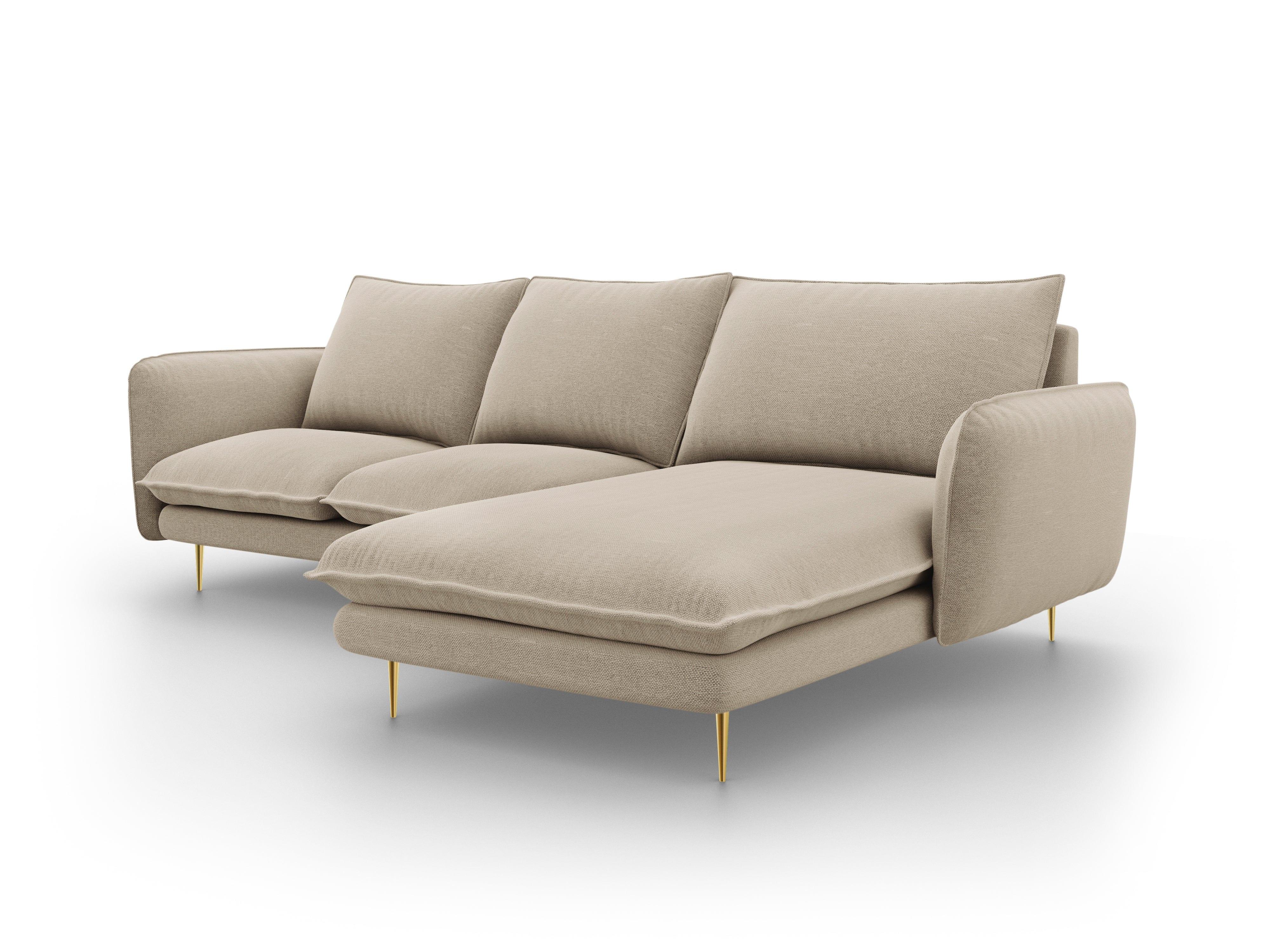 Narożnik prawostronny VIENNA beżowy ze złotą podstawą Cosmopolitan Design Eye on Design