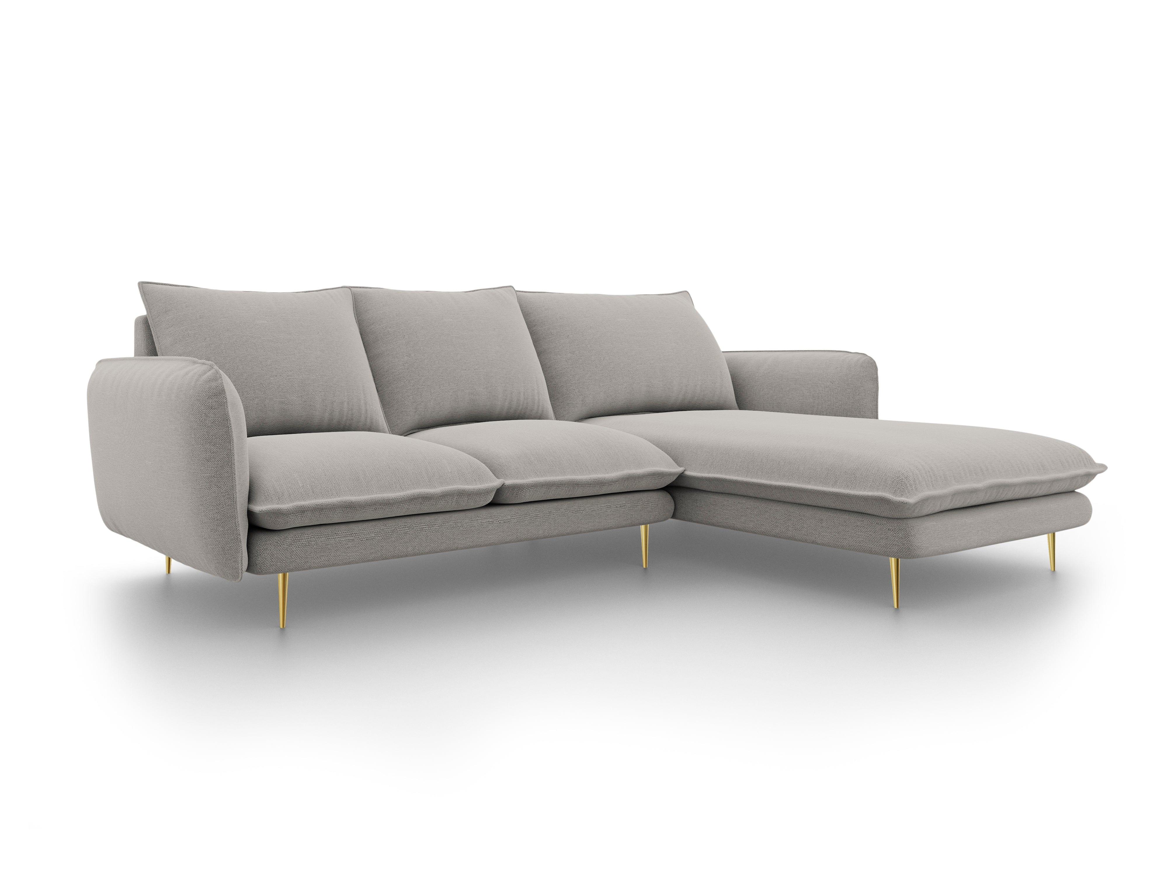 Narożnik prawostronny VIENNA jasnoszary ze złotą podstawą Cosmopolitan Design Eye on Design
