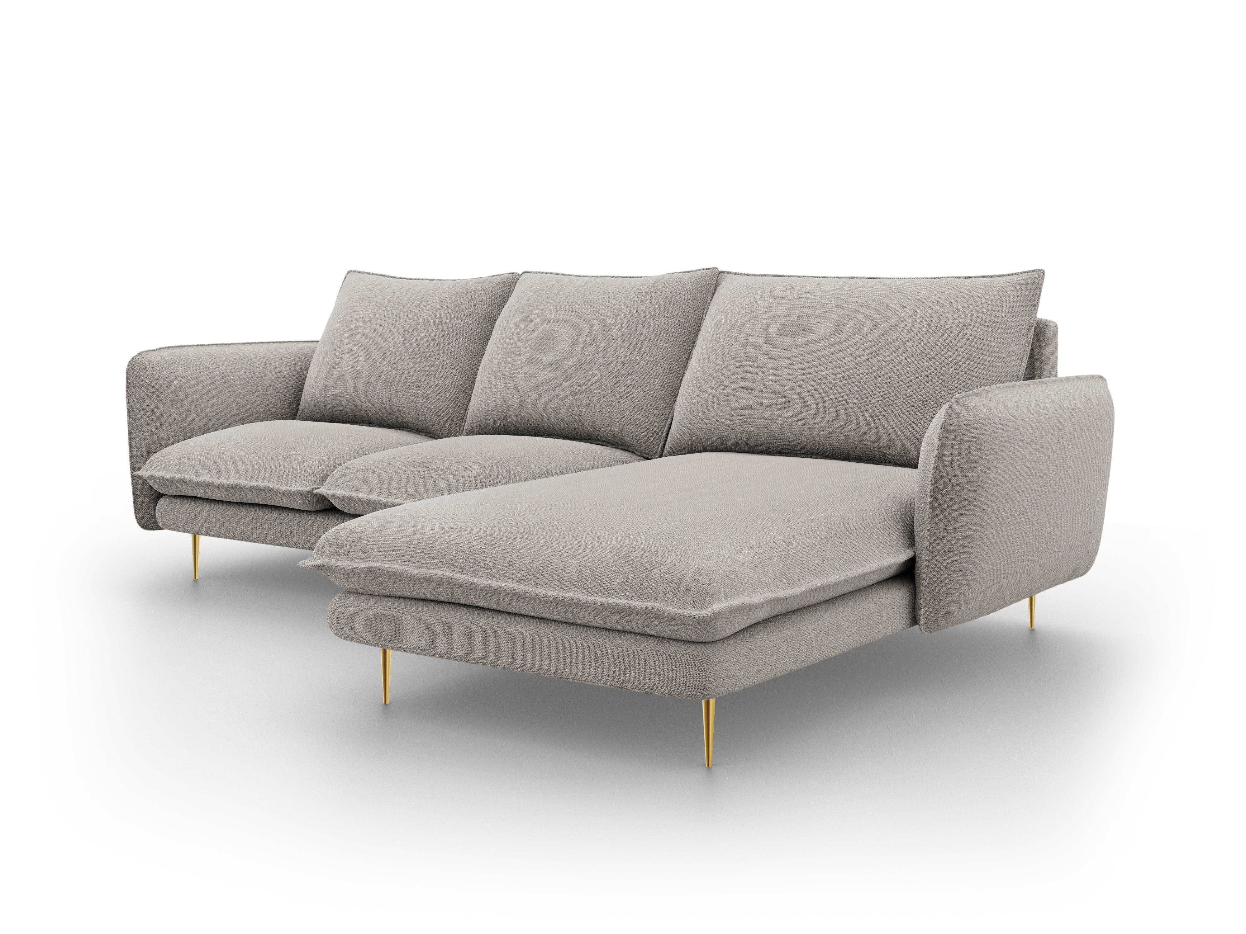Narożnik prawostronny VIENNA jasnoszary ze złotą podstawą Cosmopolitan Design Eye on Design