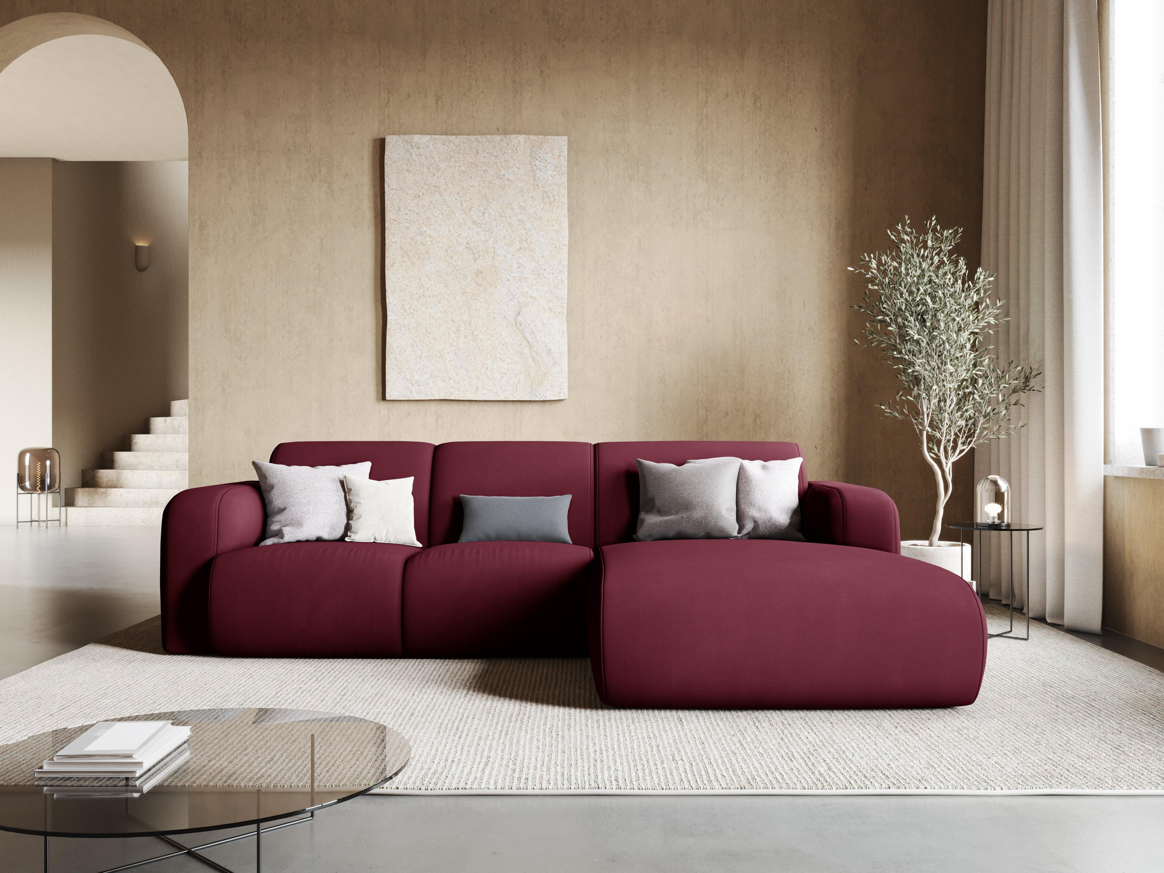 Narożnik prawostronny w tkaninie chenillowej 4-osobowy LOLA bordowy Windsor & Co Eye on Design