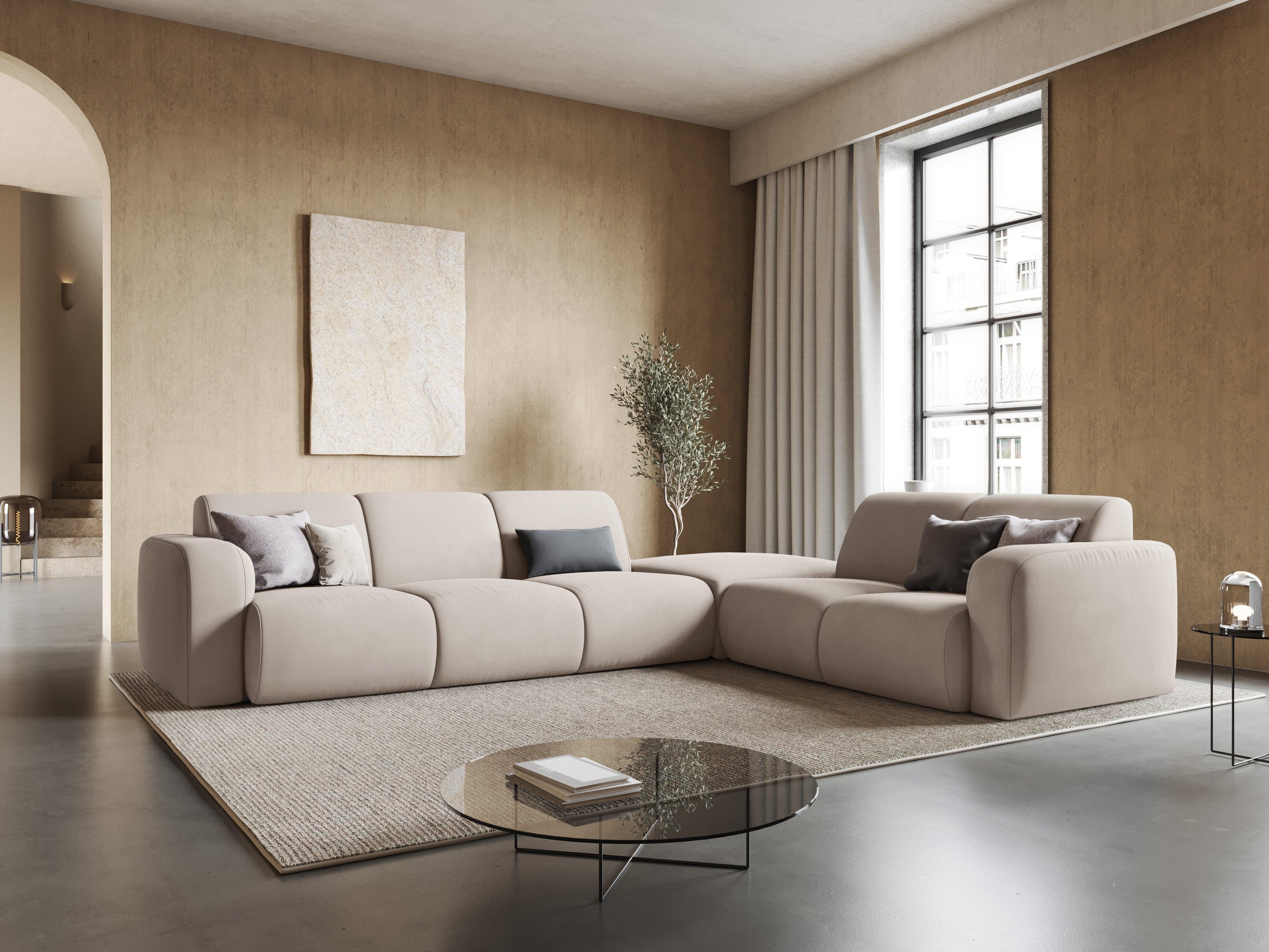 Narożnik prawostronny w tkaninie chenillowej 6-osobowy LOLA beżowy Windsor & Co Eye on Design