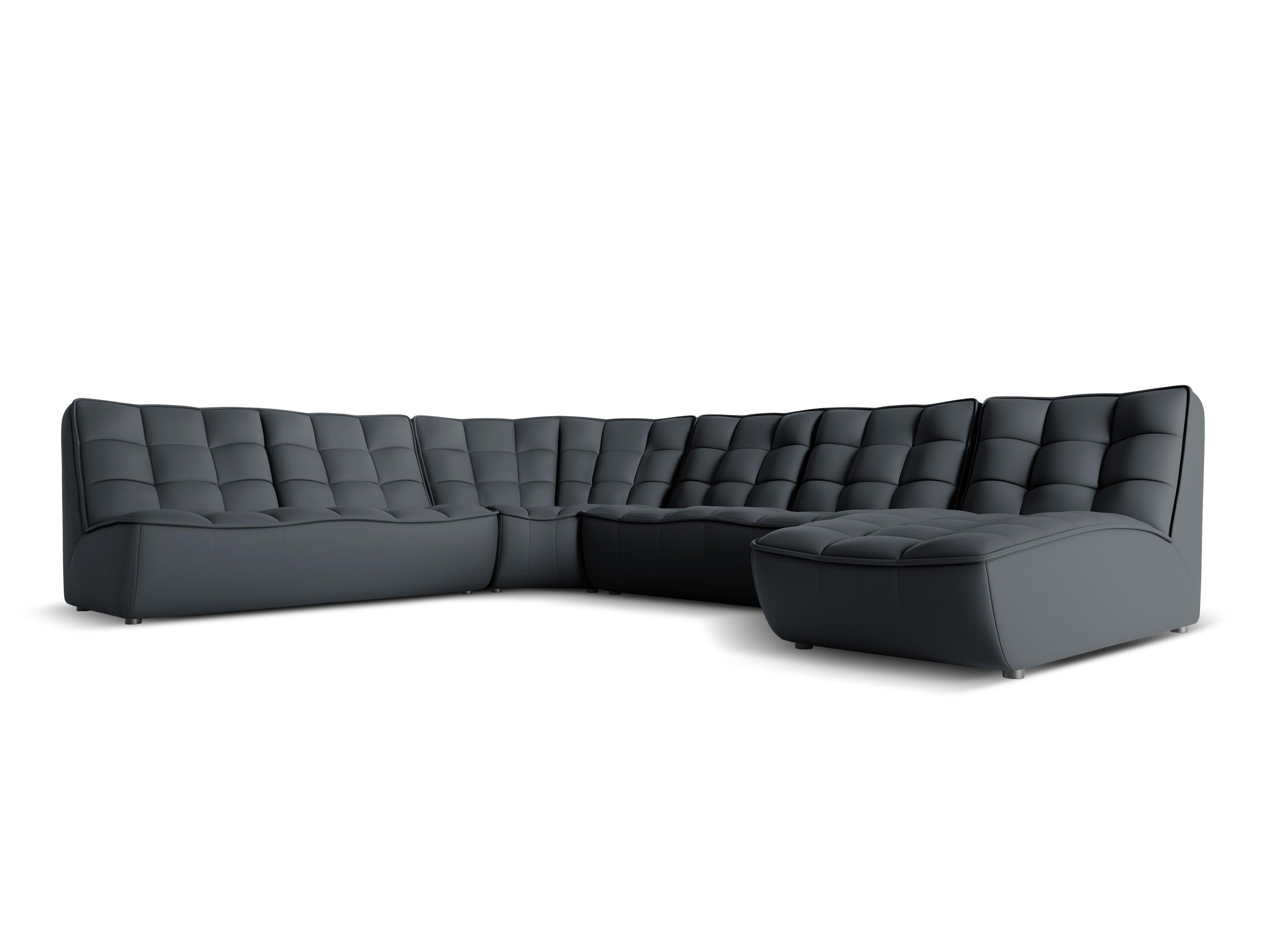 Narożnik skórzany panoramiczny lewostronny MONI grafitowy Maison Heritage Eye on Design