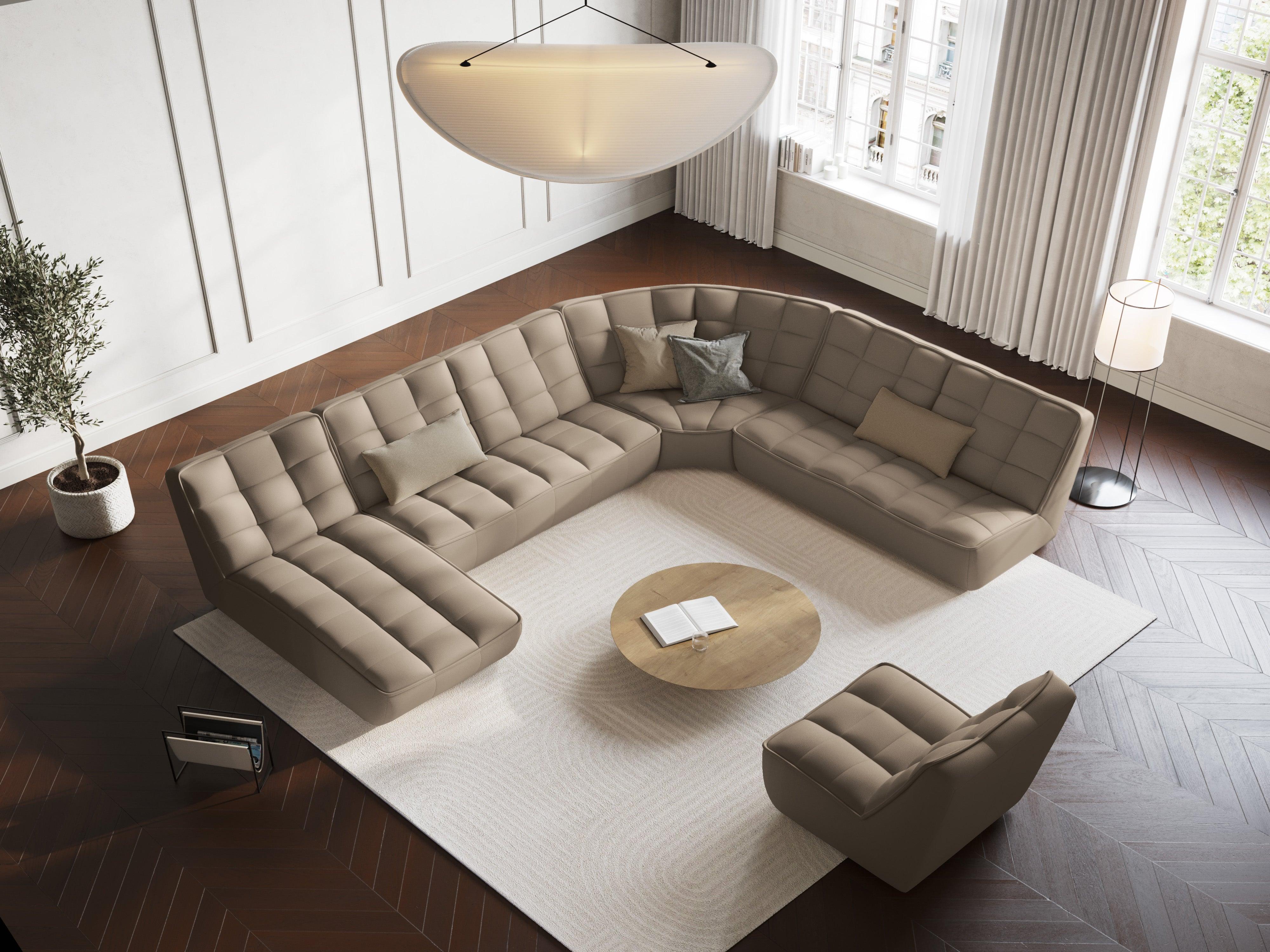 Narożnik skórzany panoramiczny prawostronny MONI cappuccino Maison Heritage Eye on Design