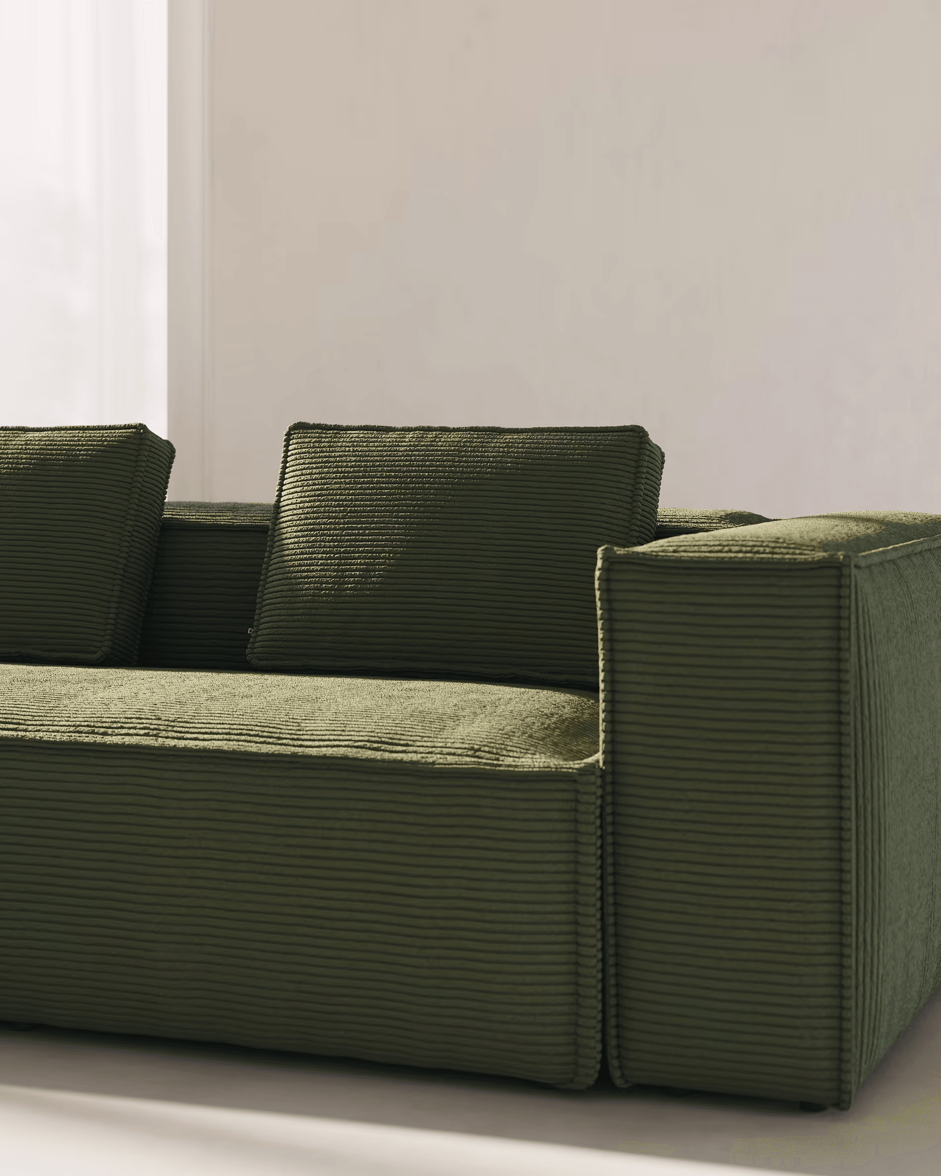 Narożnik symetryczny 4-osobowy BLOK zielony sztruks La Forma Eye on Design