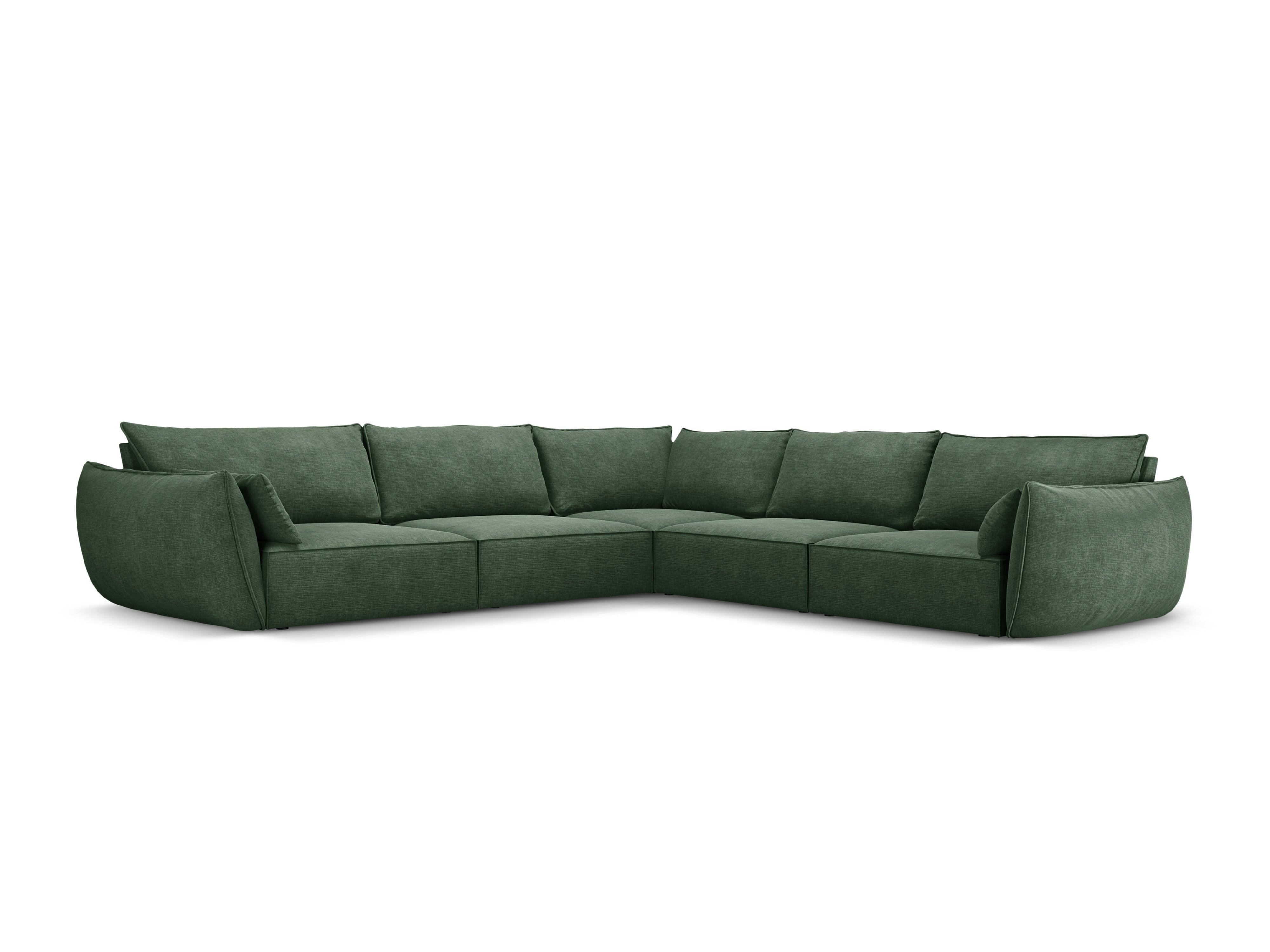 Narożnik symetryczny w tkaninie szenilowej VANDA butelkowa zieleń Mazzini Sofas Eye on Design