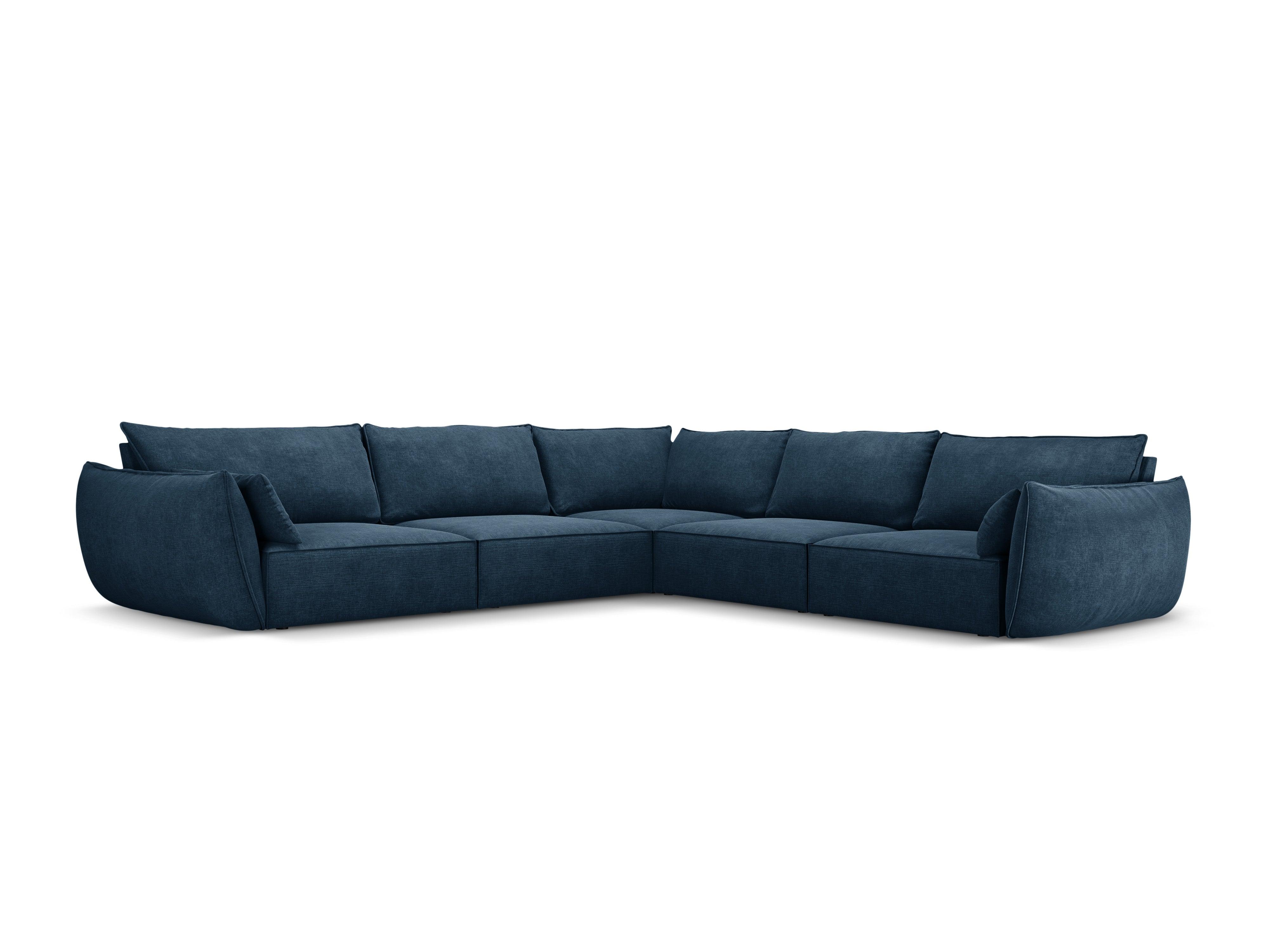 Narożnik symetryczny w tkaninie szenilowej VANDA granat królewski Mazzini Sofas Eye on Design