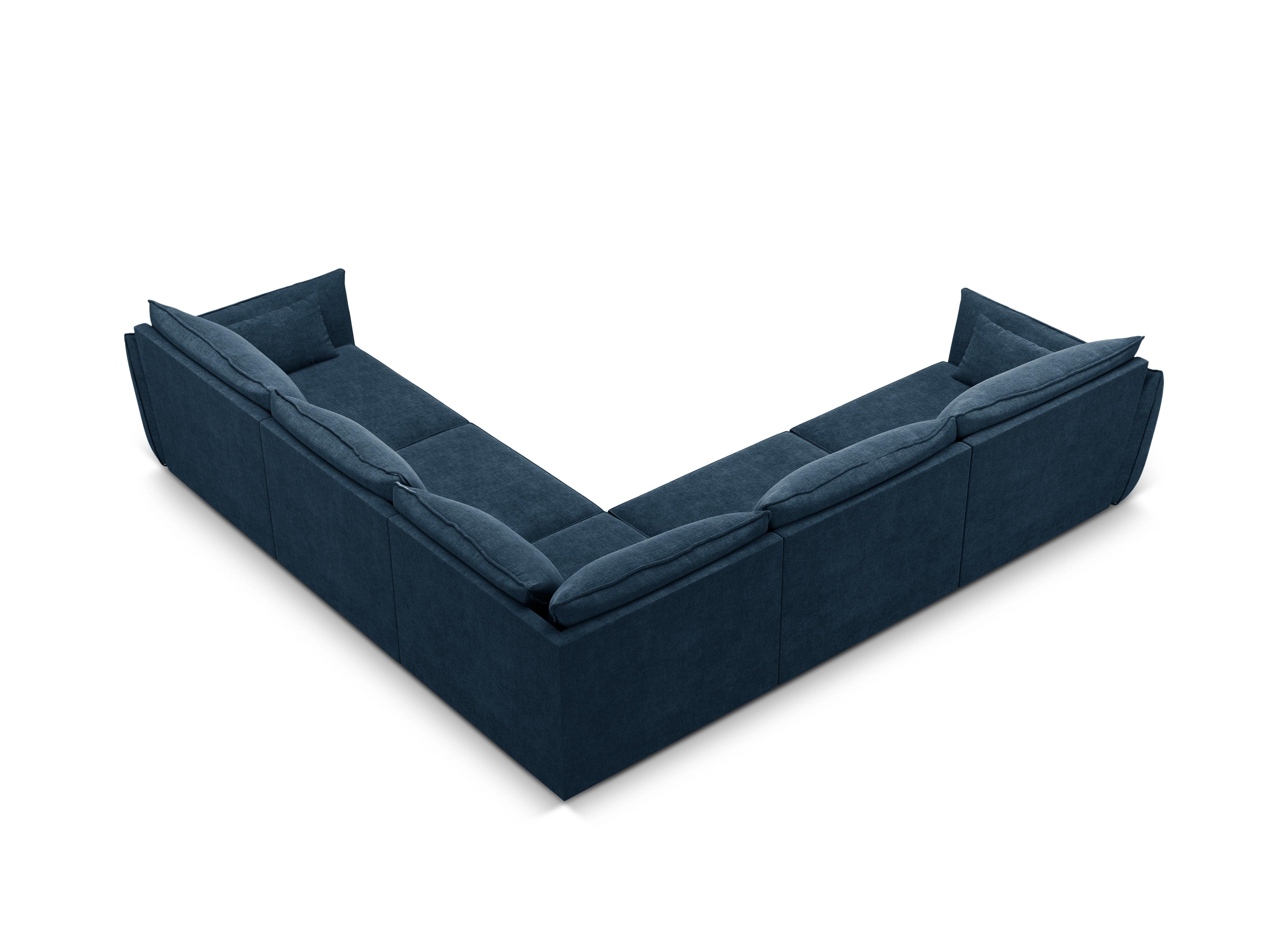 Narożnik symetryczny w tkaninie szenilowej VANDA granat królewski Mazzini Sofas Eye on Design