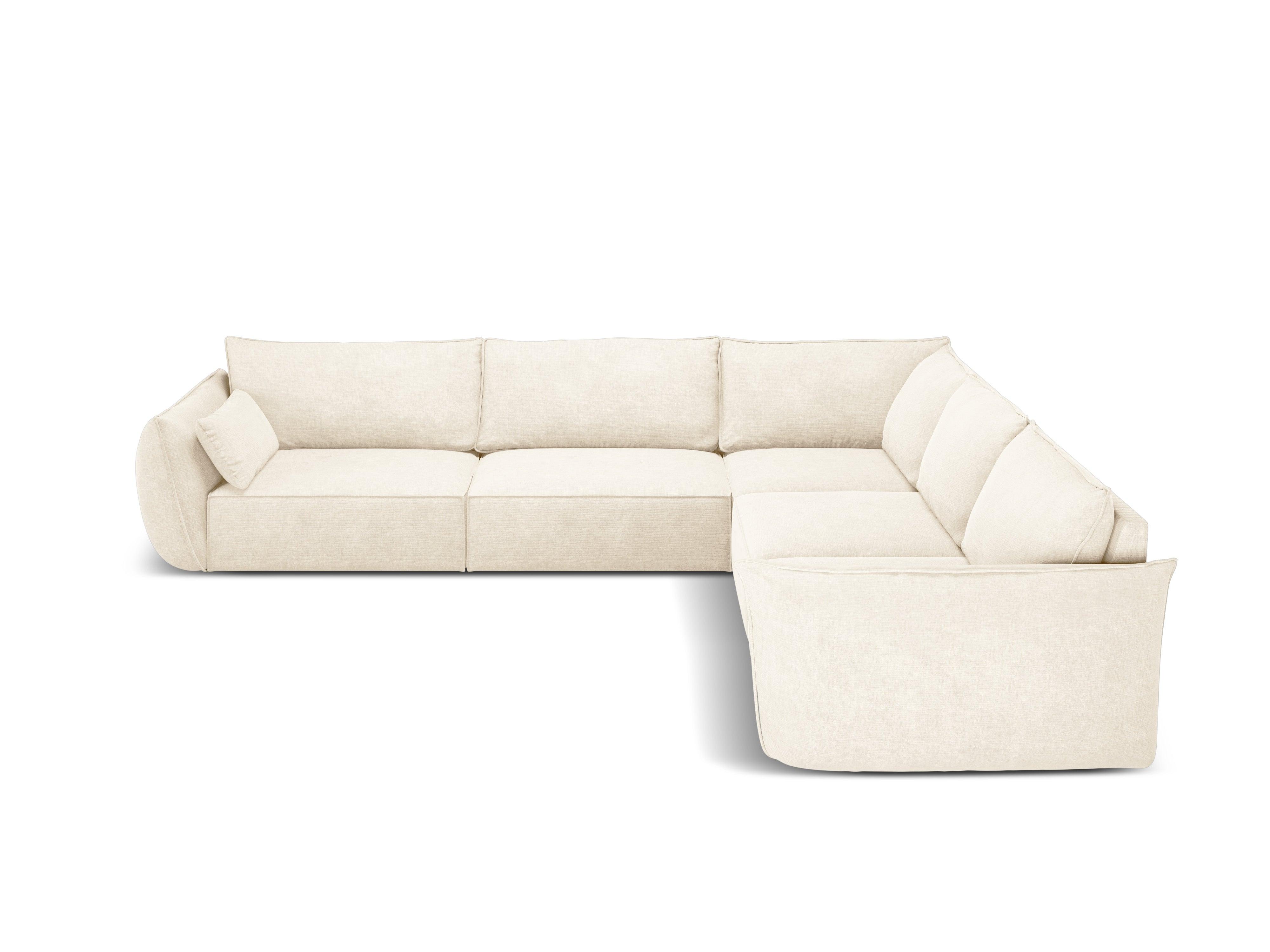 Narożnik symetryczny w tkaninie szenilowej VANDA jasnobeżowy Mazzini Sofas Eye on Design