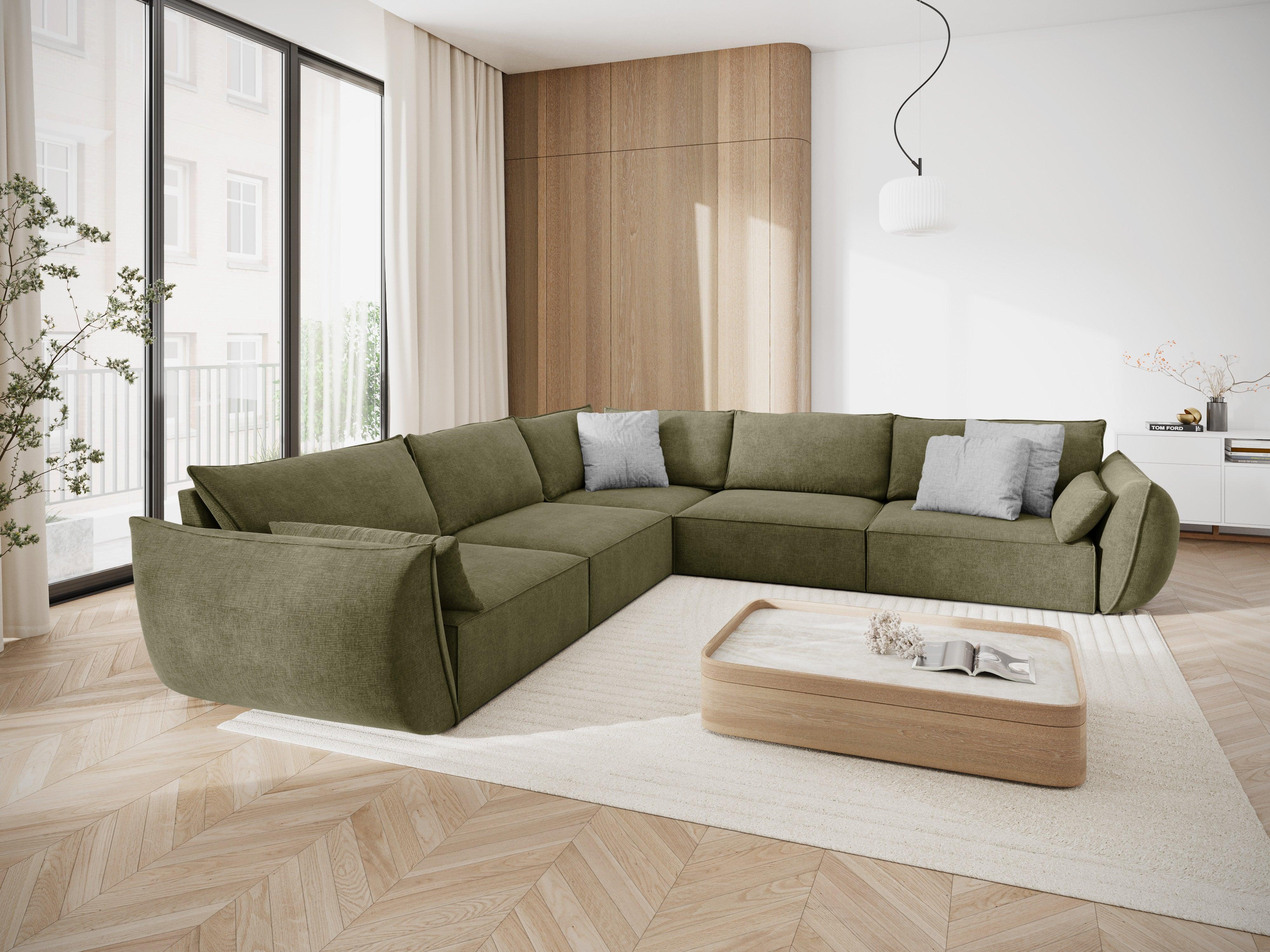 Narożnik symetryczny w tkaninie szenilowej VANDA zielony Mazzini Sofas Eye on Design
