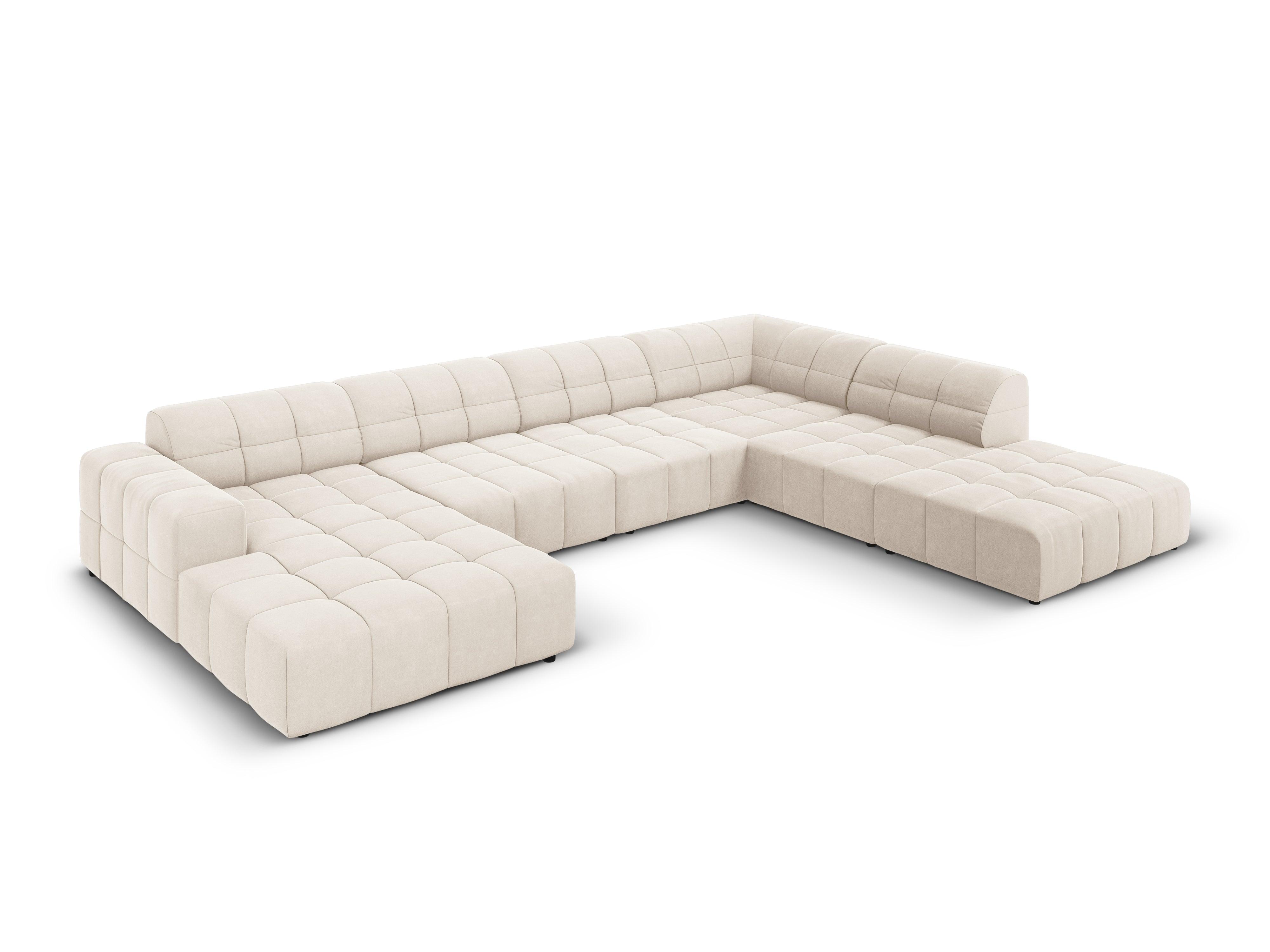 Narożnik w kształcie U aksamitny prawostronny CHICAGO jasnobeżowy Cosmopolitan Design Eye on Design