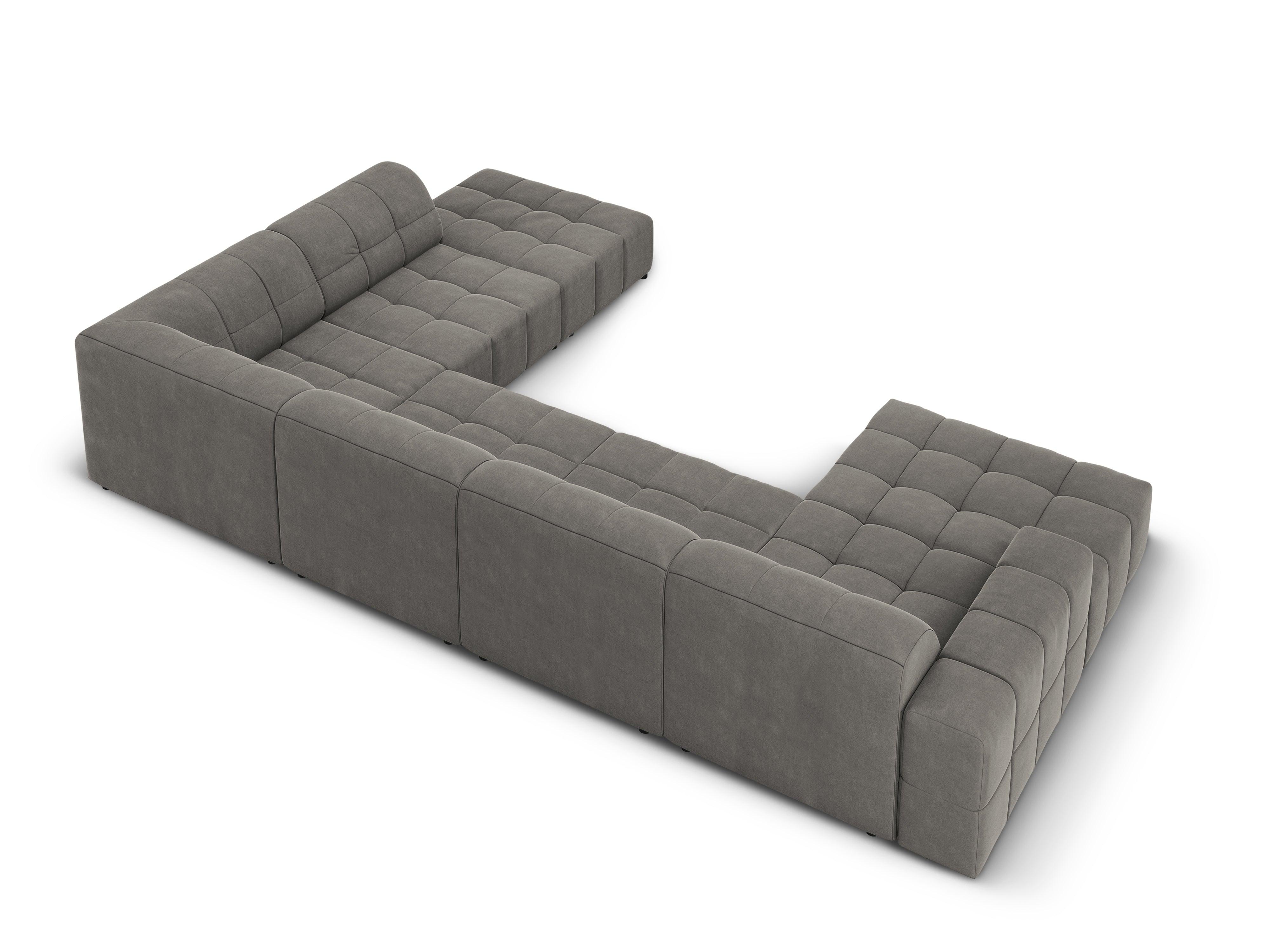 Narożnik w kształcie U aksamitny prawostronny CHICAGO szary Cosmopolitan Design Eye on Design