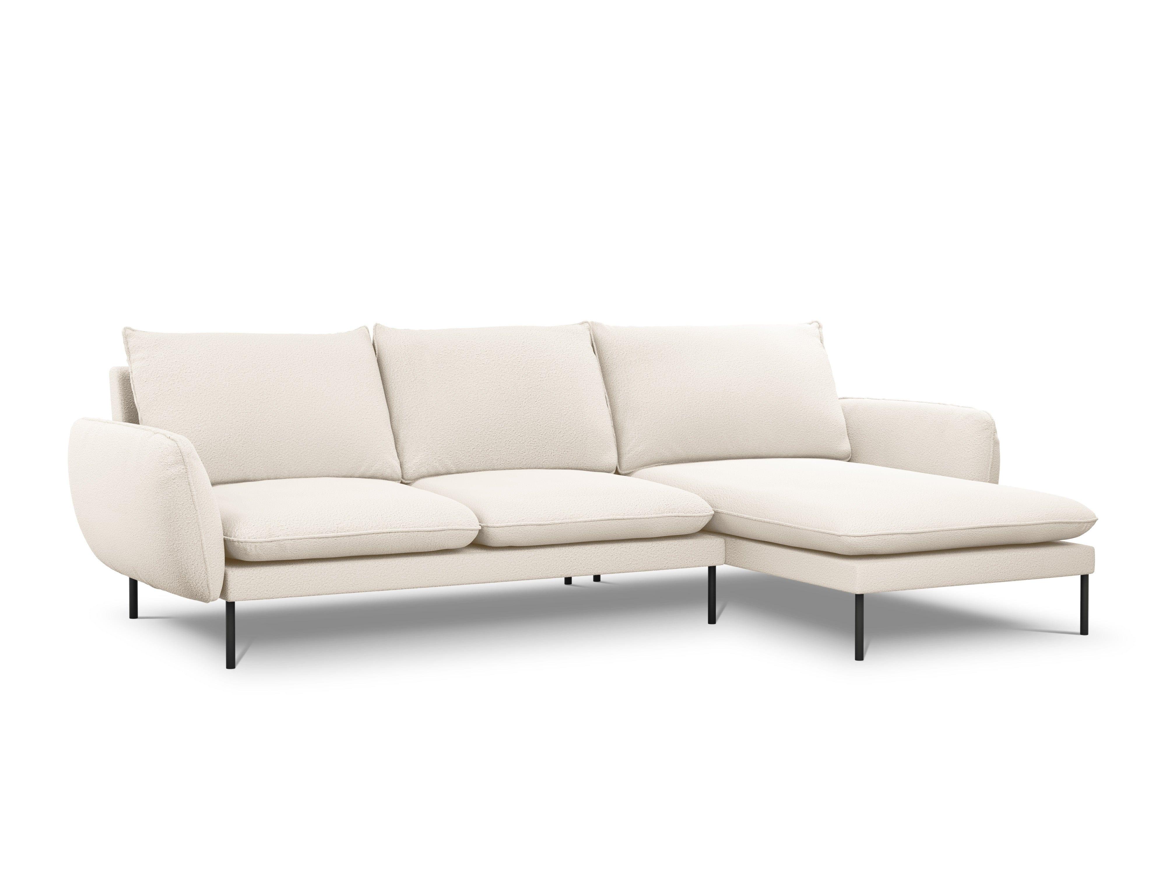 Narożnik w tkaninie boucle prawostronny VIENNA beżowy z czarną podstawą Cosmopolitan Design Eye on Design