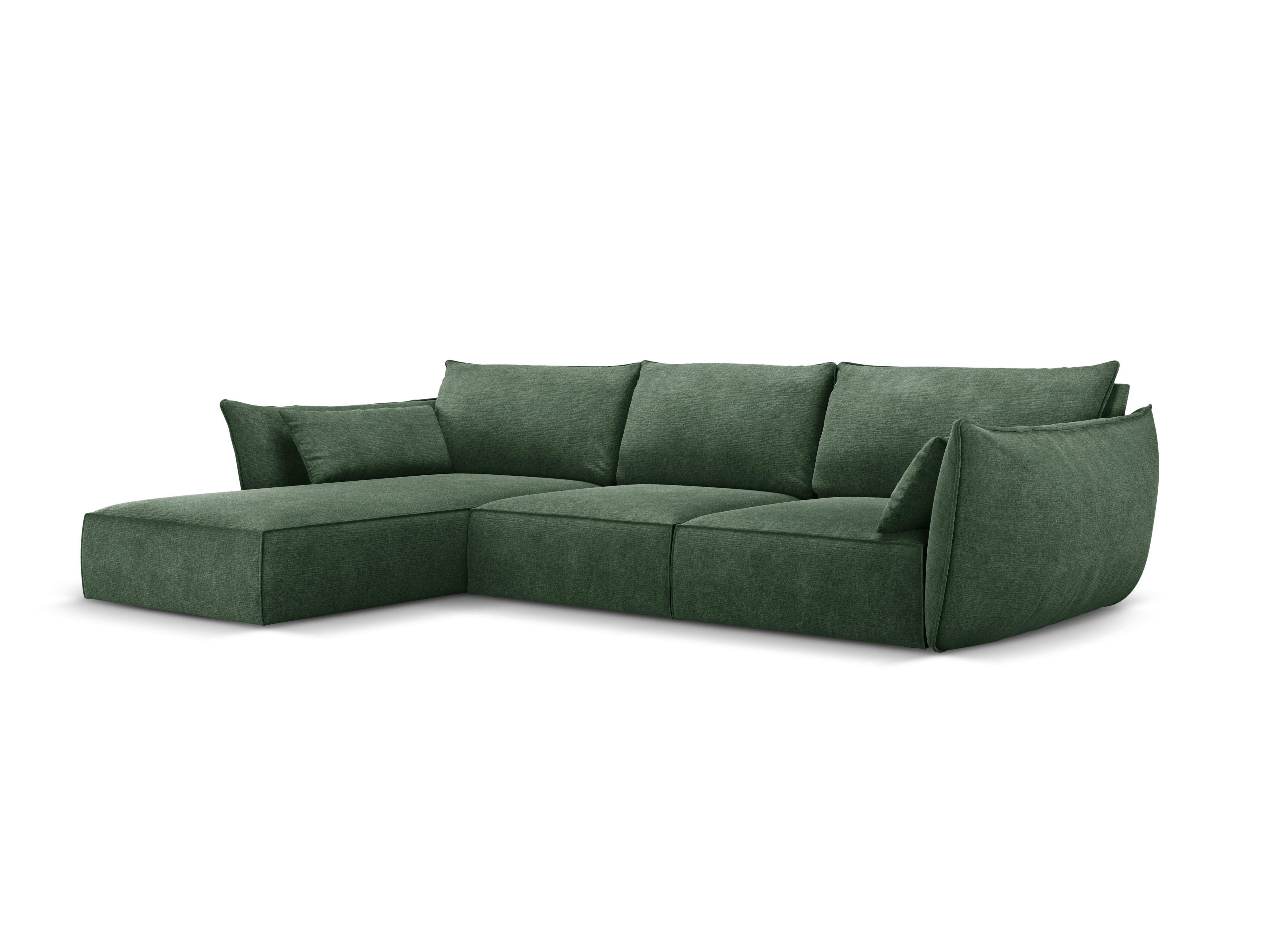 Narożnik w tkaninie szenilowej lewostronny 4-osobowy VANDA butelkowa zieleń Mazzini Sofas Eye on Design