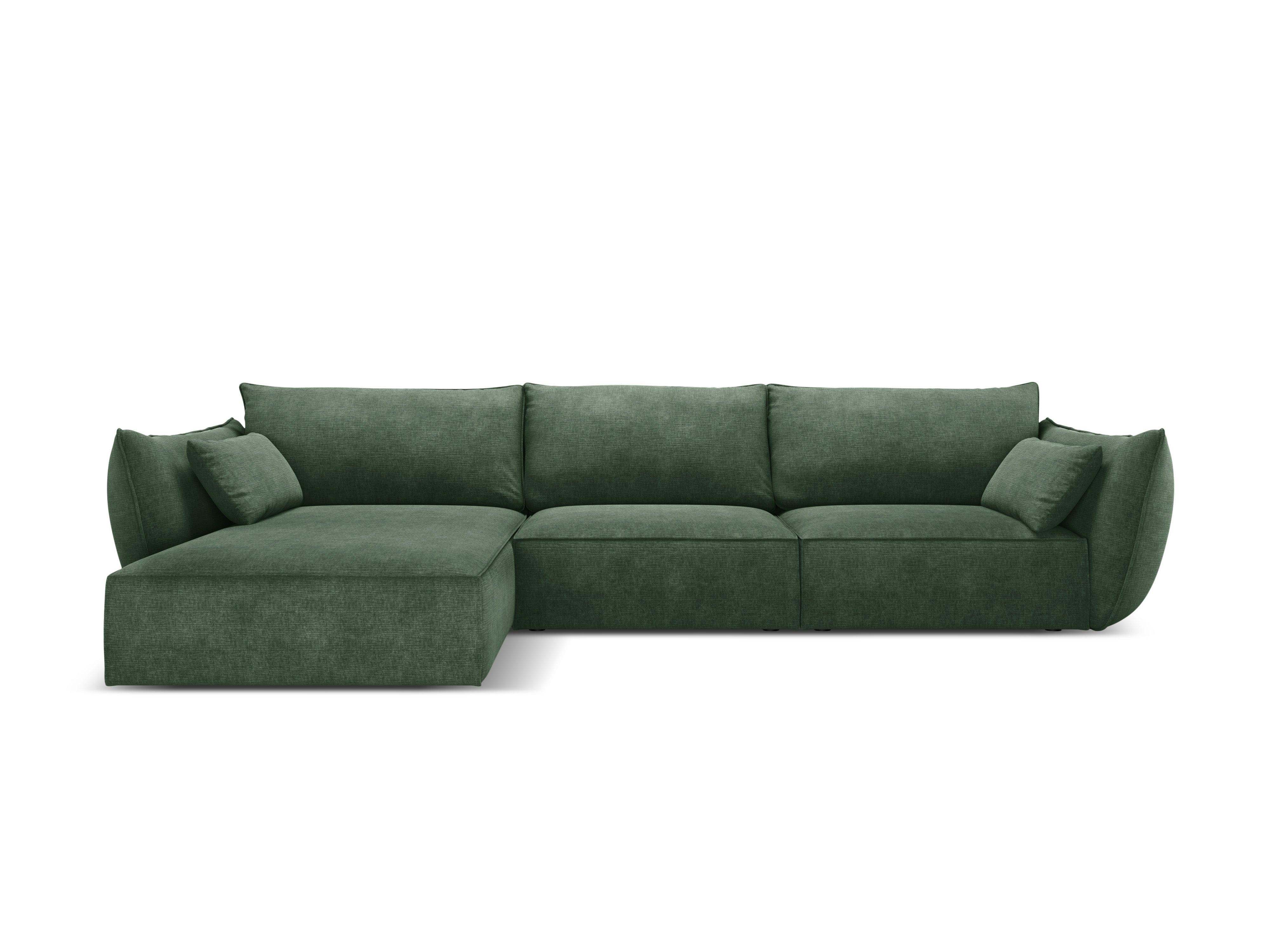 Narożnik w tkaninie szenilowej lewostronny 4-osobowy VANDA butelkowa zieleń Mazzini Sofas Eye on Design