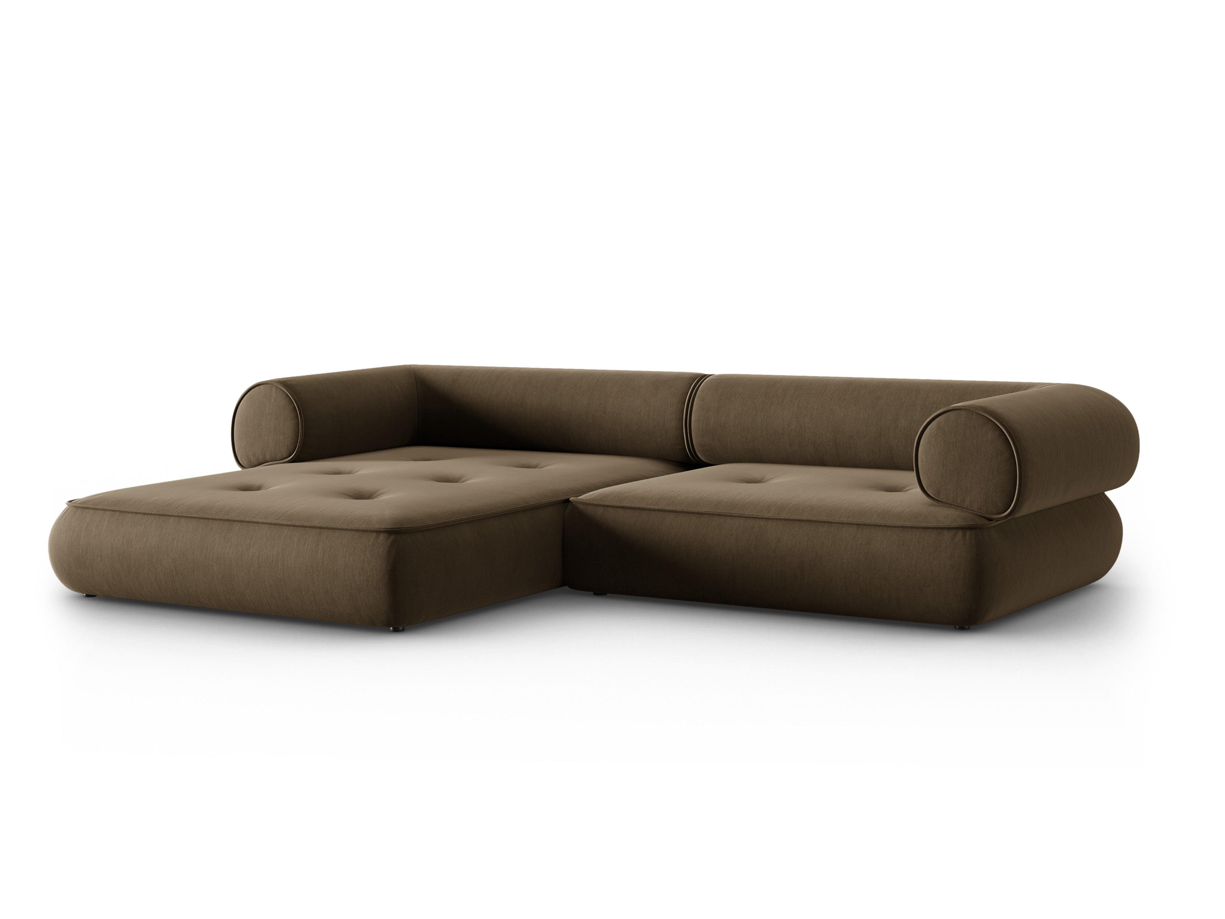 Narożnik w tkaninie szenilowej lewostronny LILY szarobrązowy Maison Heritage Eye on Design